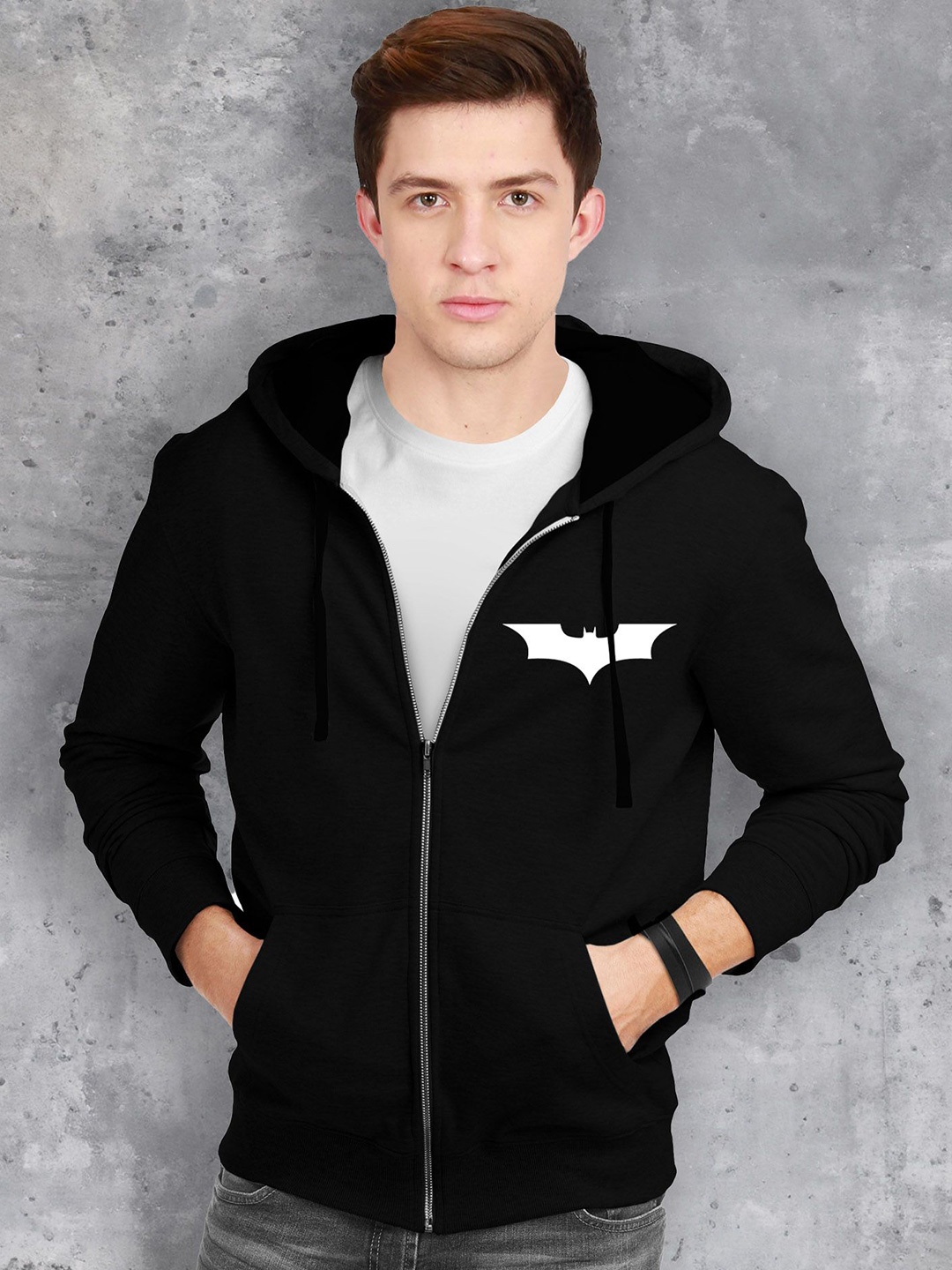 

fanideaz Men Printed Hooded Sweatshirt, Black