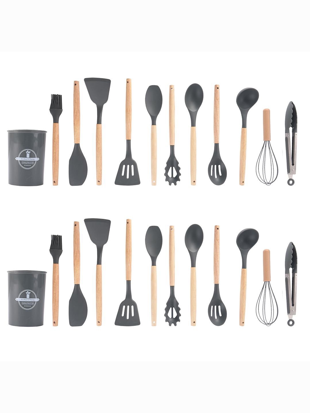 

Kuber Industries Unisex Grey 24 Pcs Silicone Nonstick Spatula Set