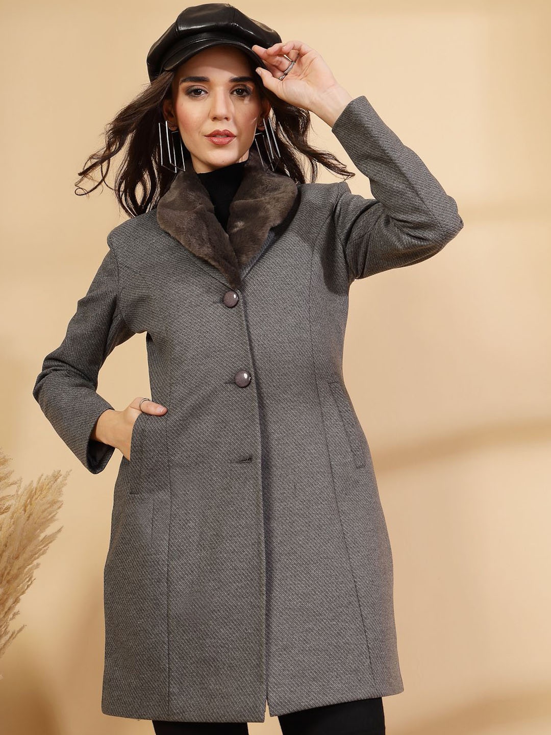 

The Roadster Lifestyle Co. Single Breasted Winter Wear Woolen Overcoat, Grey