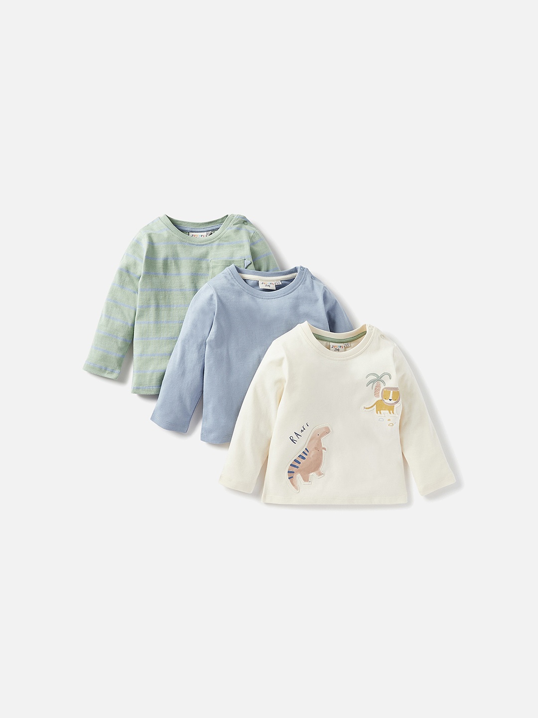 

Juniors by Babyshop Boys Pack of 3 Printed Round Neck Cotton T-shirts, Green