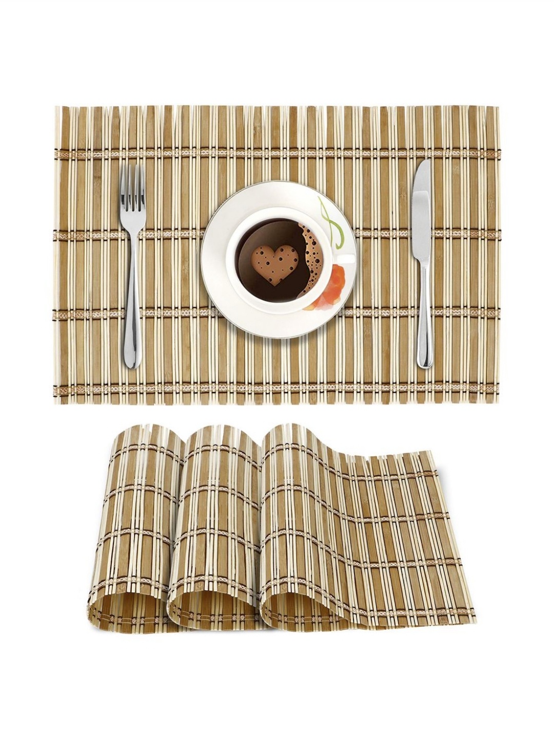 

HOKIPO 4-Pcs Beige Non Slip Table Placemats