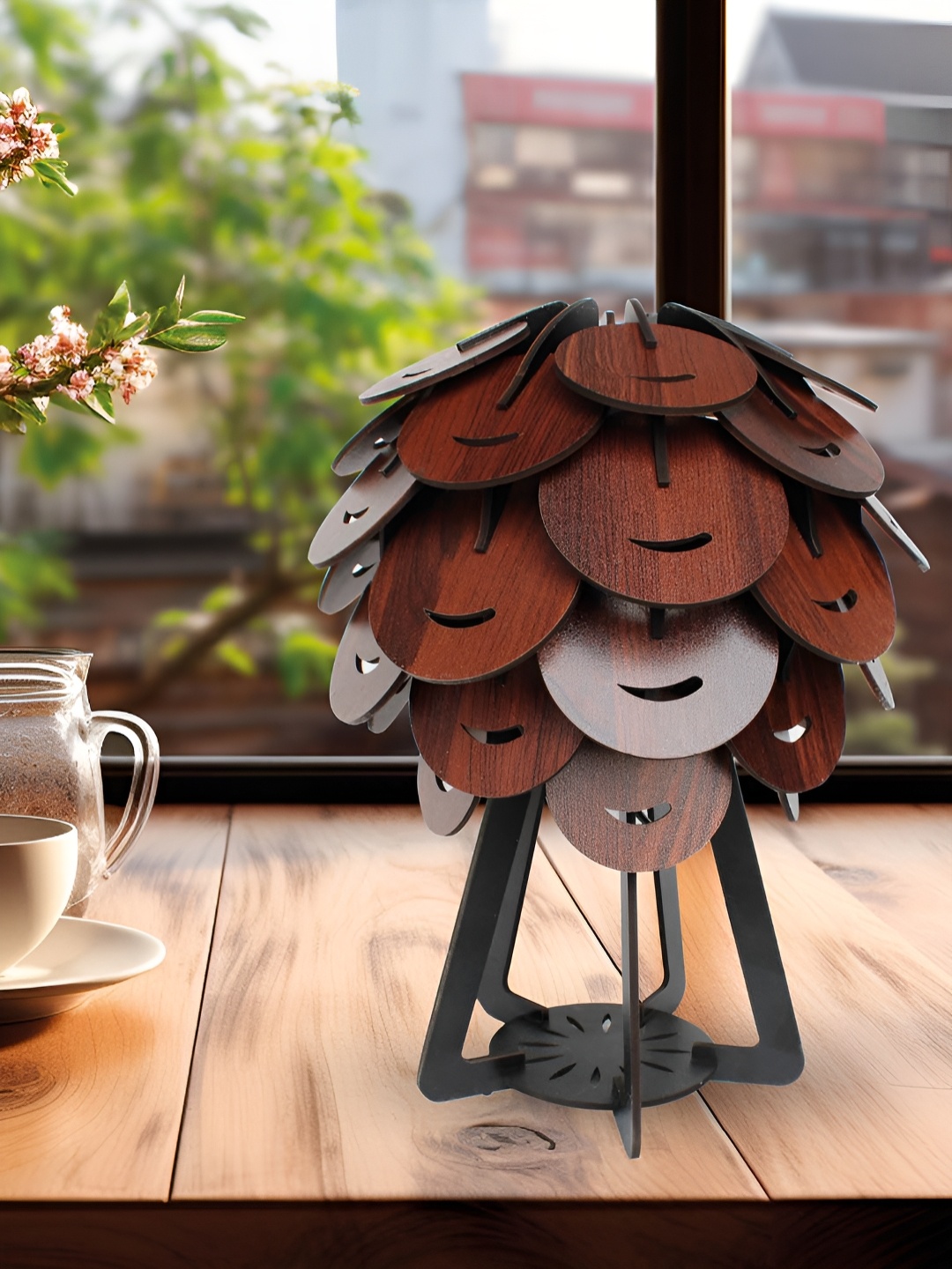

OLIVE TREE Brown Abstract Shaped Wood Table Lamp
