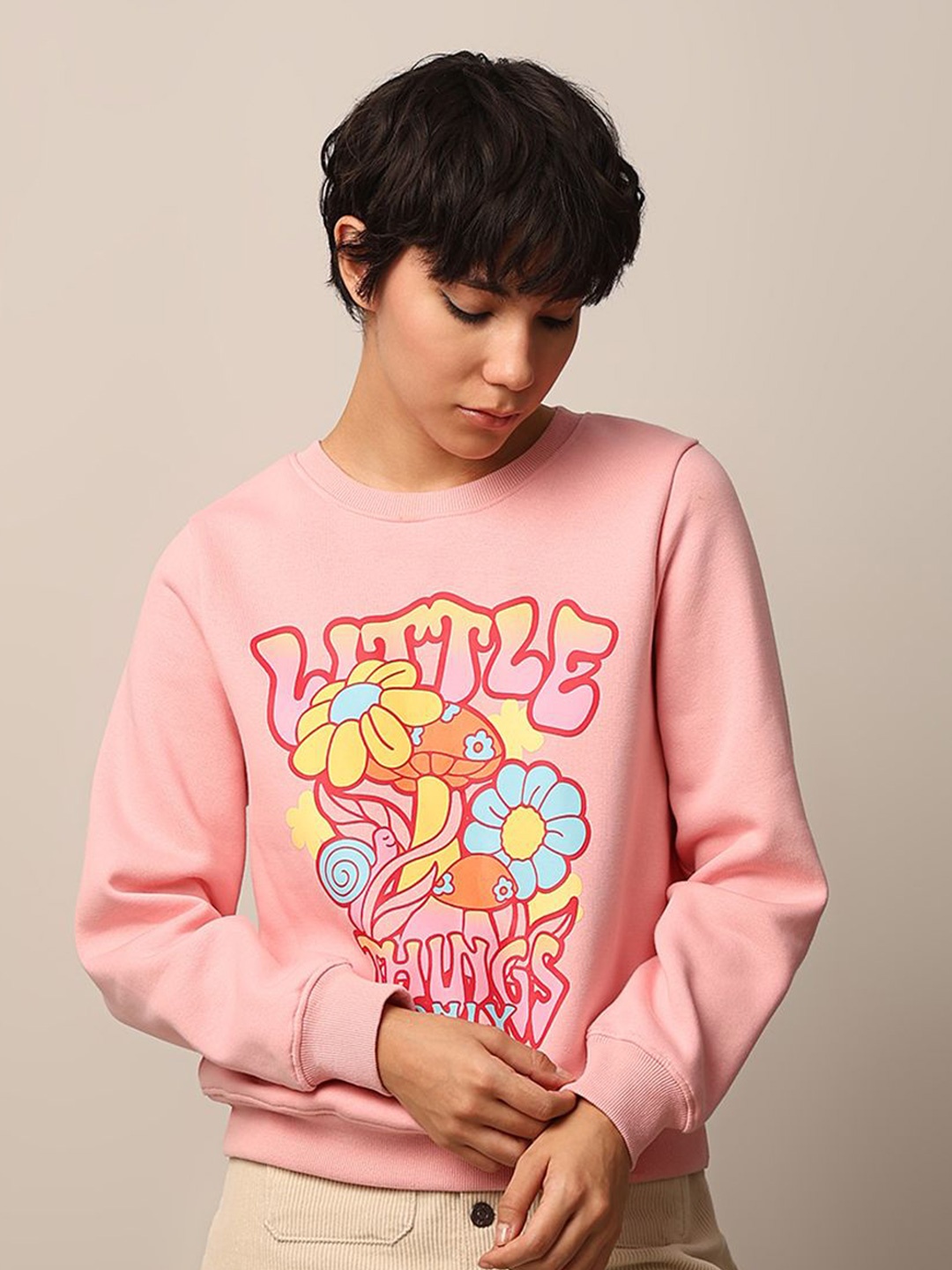 

ONLY Women Printed Sweatshirt, Pink