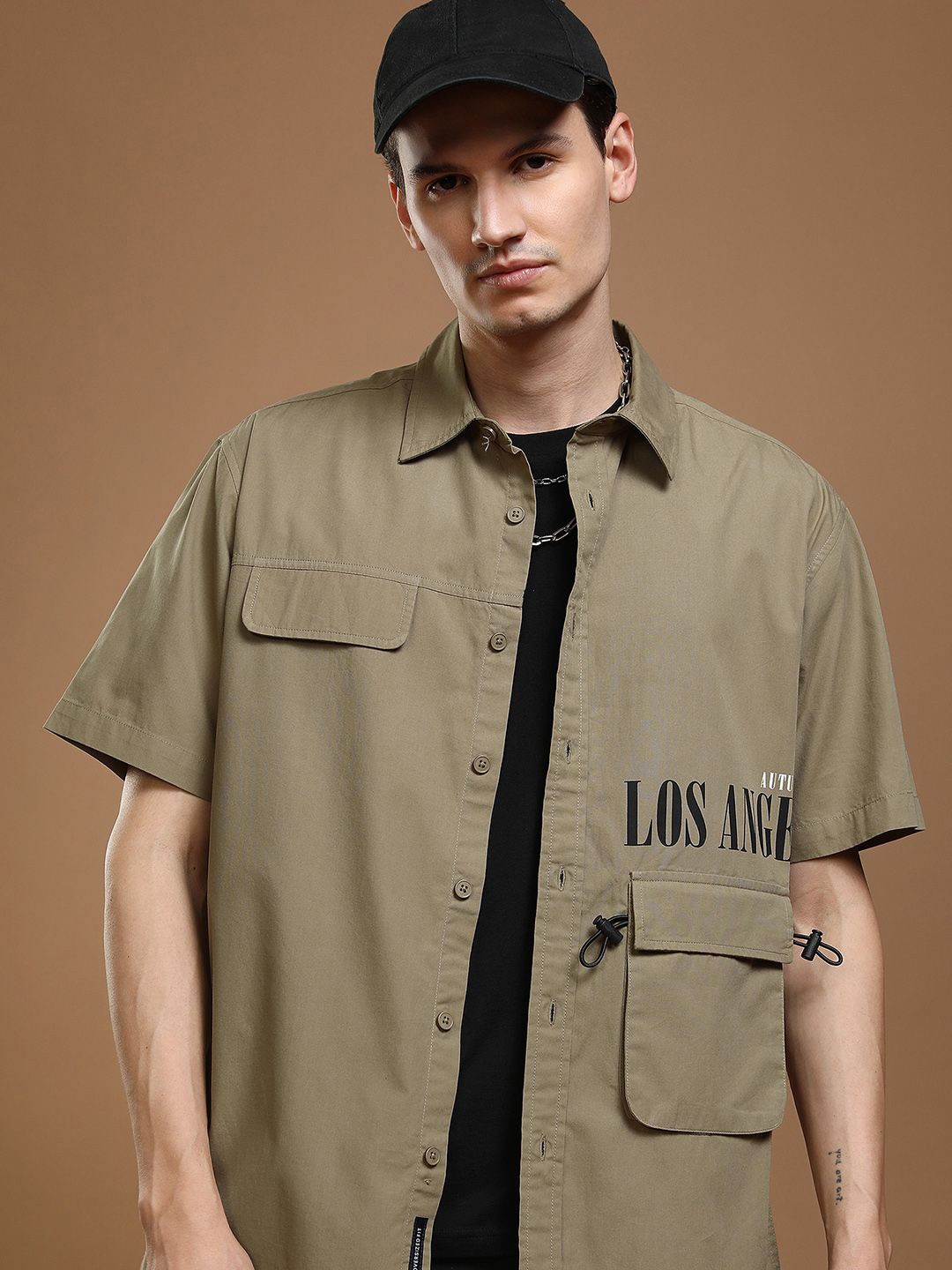 

HIGHLANDER Men Opaque Printed Casual Shirt, Khaki