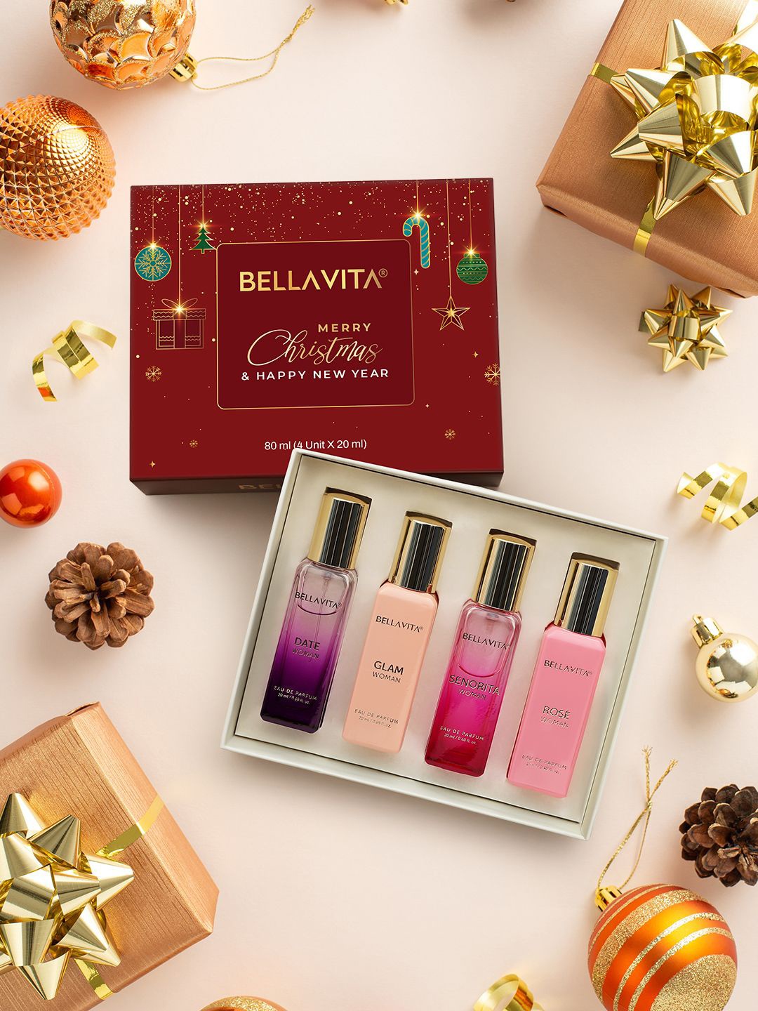 

Bella Vita Organic Luxury Set Of 4 Perfume Gift Set - 20ml Each, Red