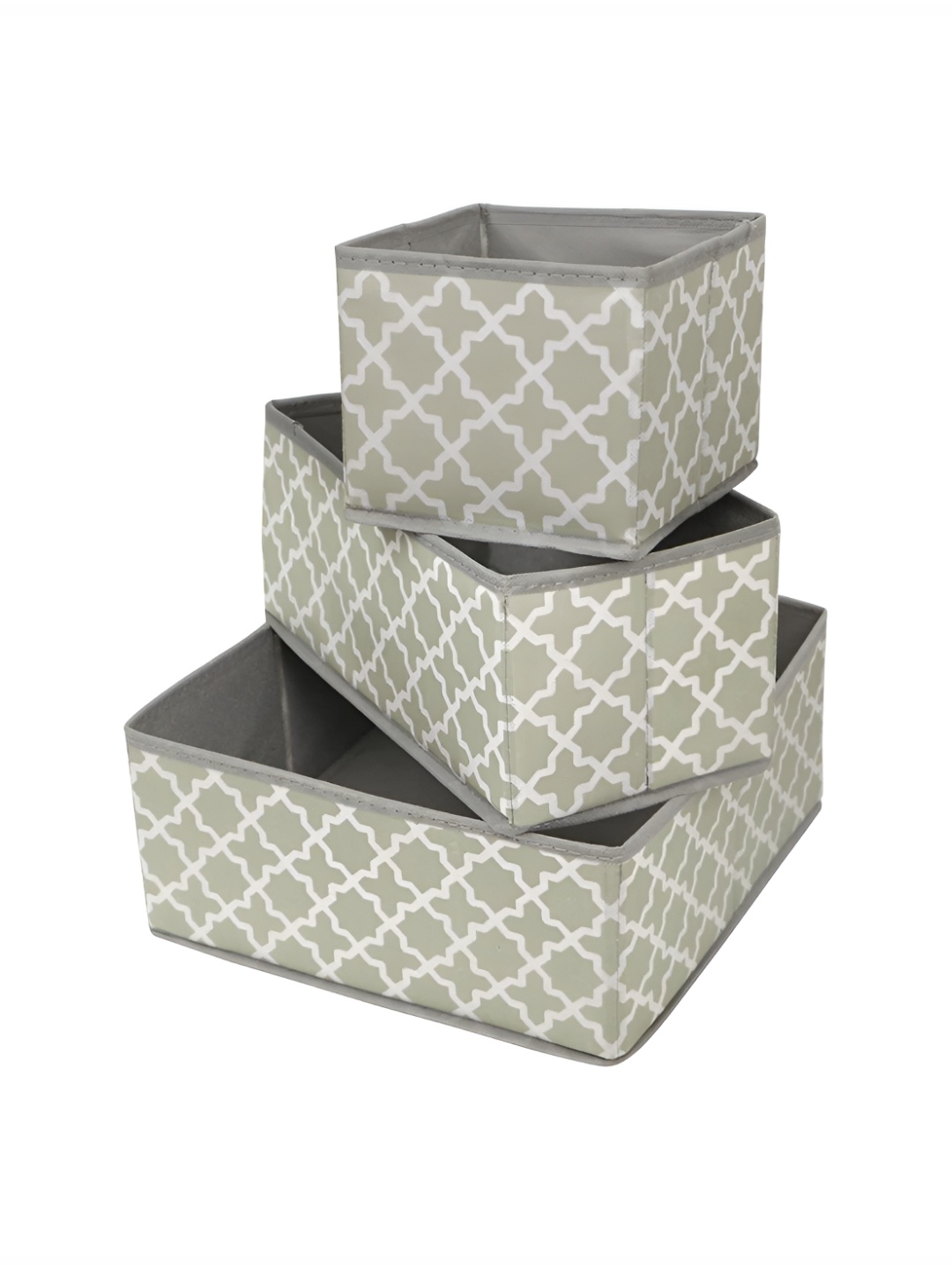 

HOKIPO Grey & White 3 Pieces Printed Regular Multi-Utility Organisers