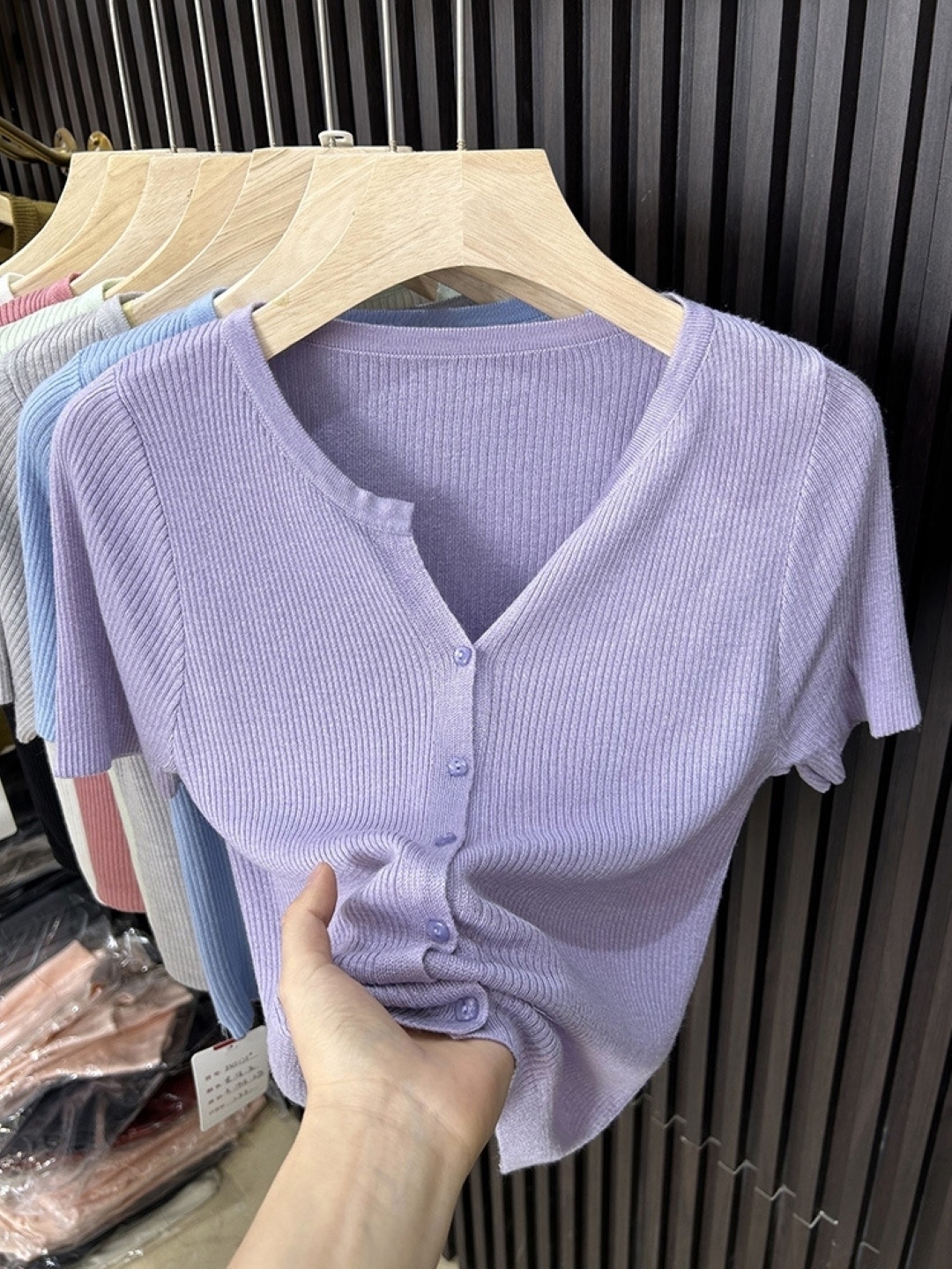 

KPOP Women V-Neck Top, Purple