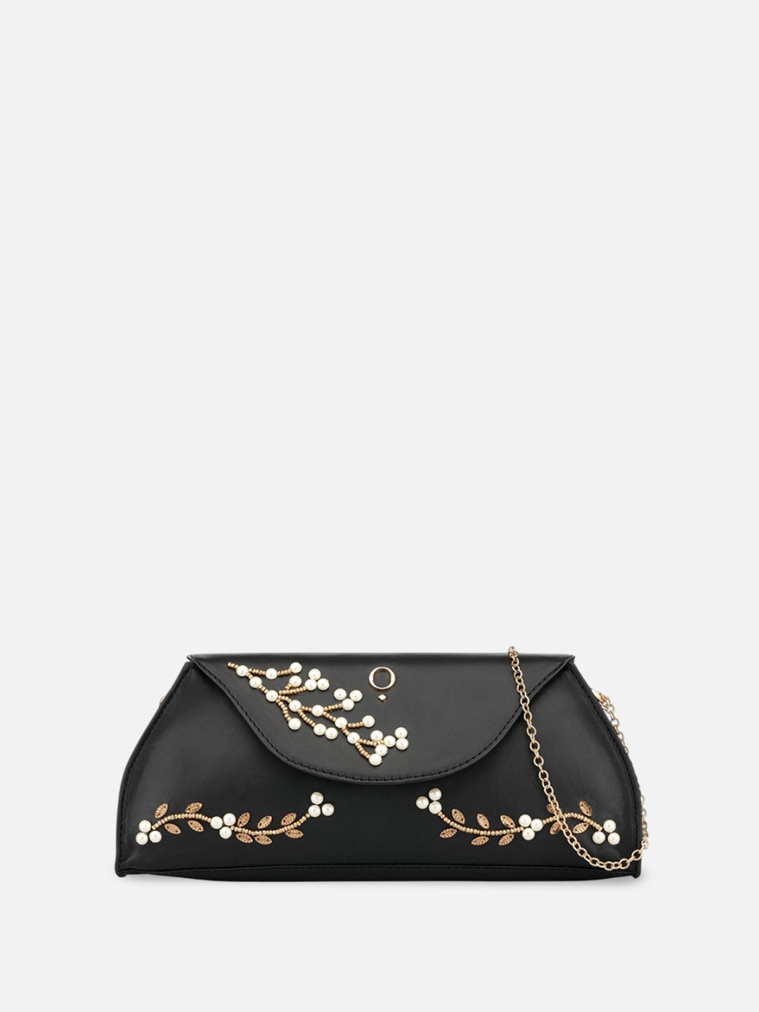 

Monadaa Half Moon Embellished Clutch, Black