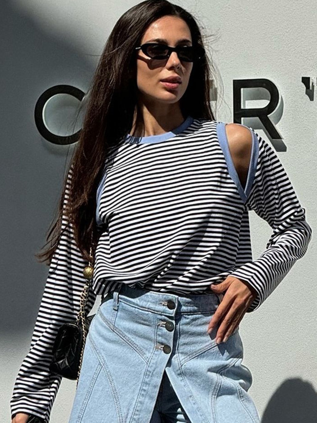 

LULU & SKY Striped Boxy Top, Blue