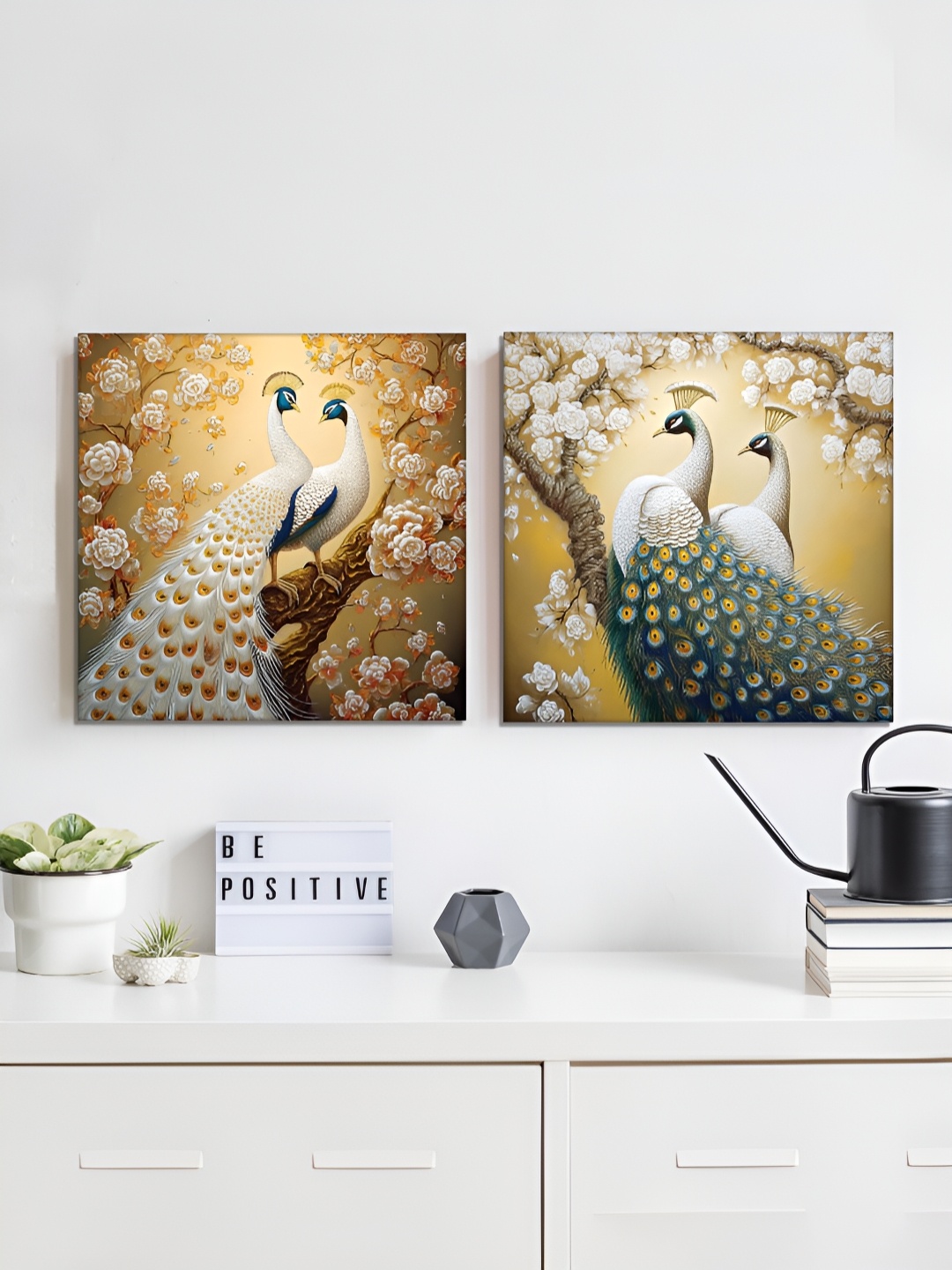 

RANDOM Yellow & White 2 Piece Birds and Animals Canvas Wall Paintings