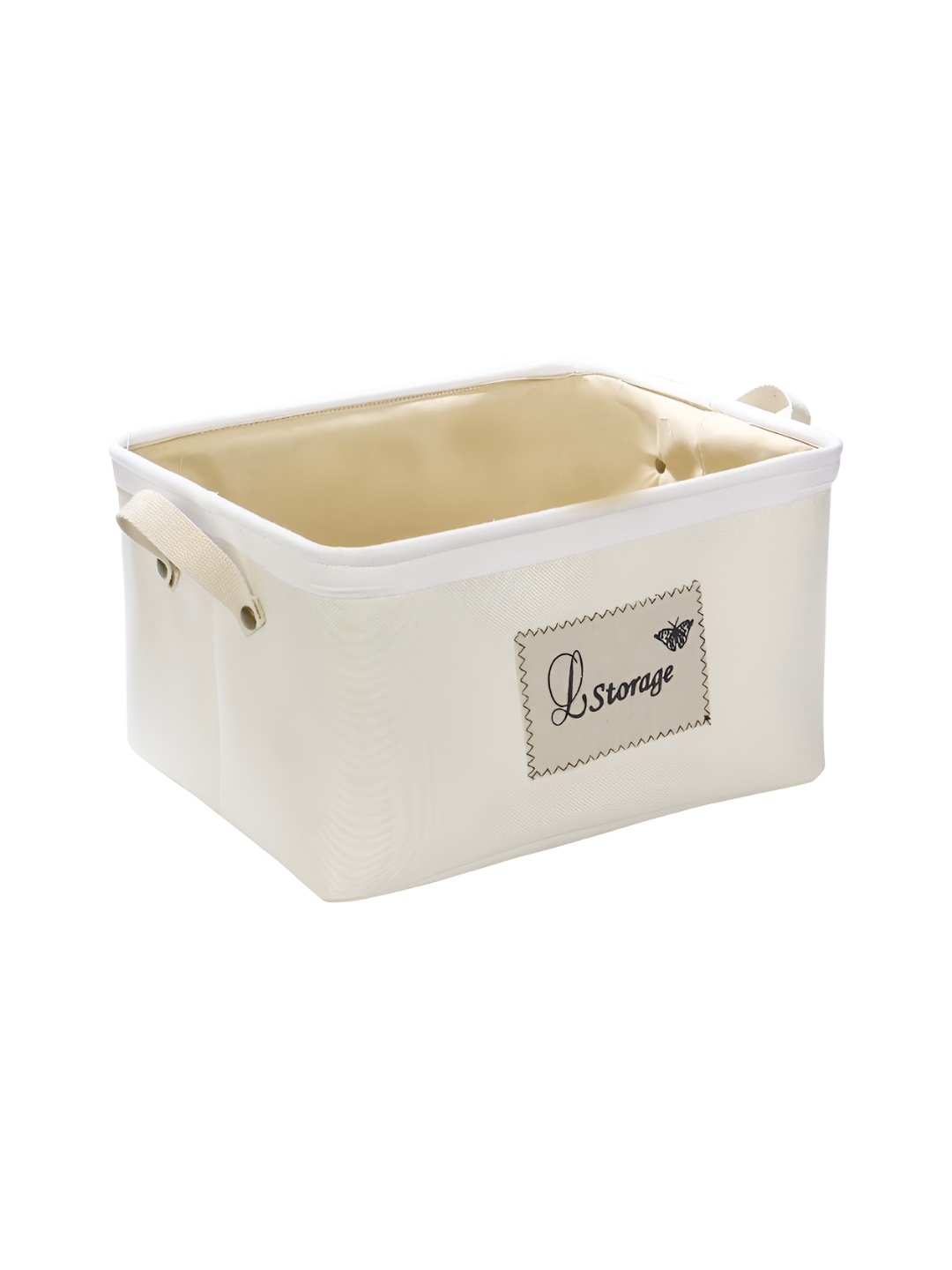 

HomeStorie Cream Jute Eco-Friendly Foldable Storage Basket Bins Multi-Utility Organiser