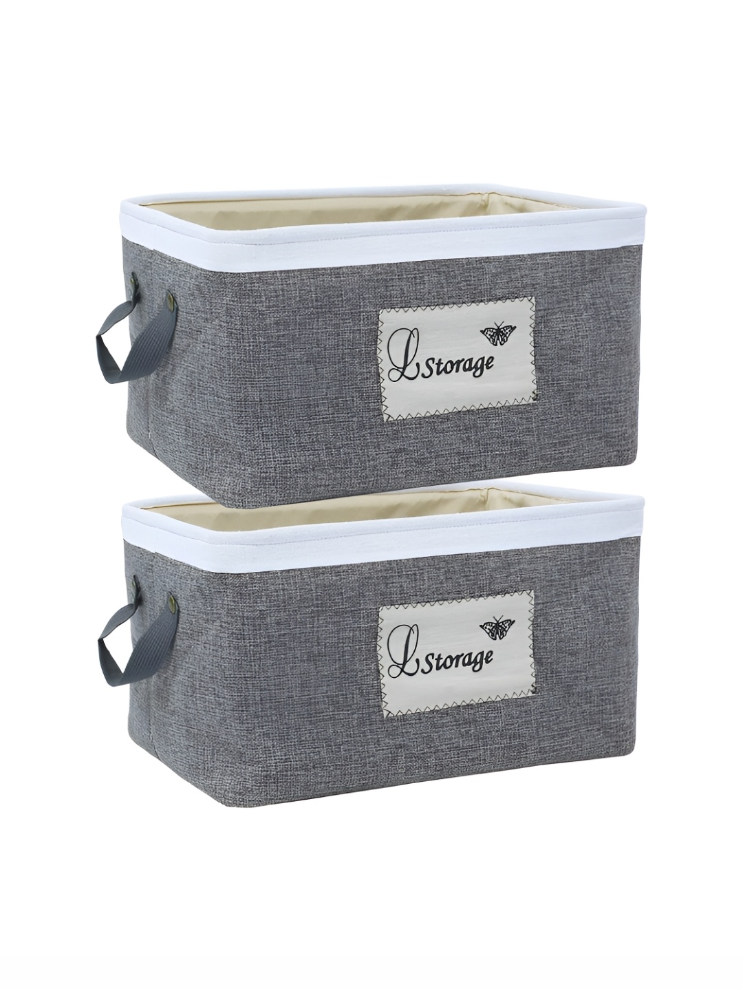 

HomeStorie Grey 2 Pcs Eco-Friendly Foldable Storage Basket Bins Multi-Utility Organisers