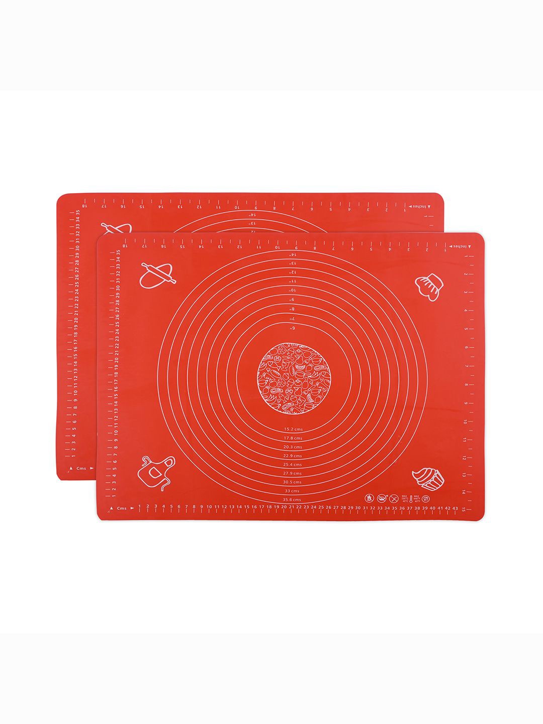 

Kuber Industries 2Pcs Red Printed Reusable Silicone Baking Mats