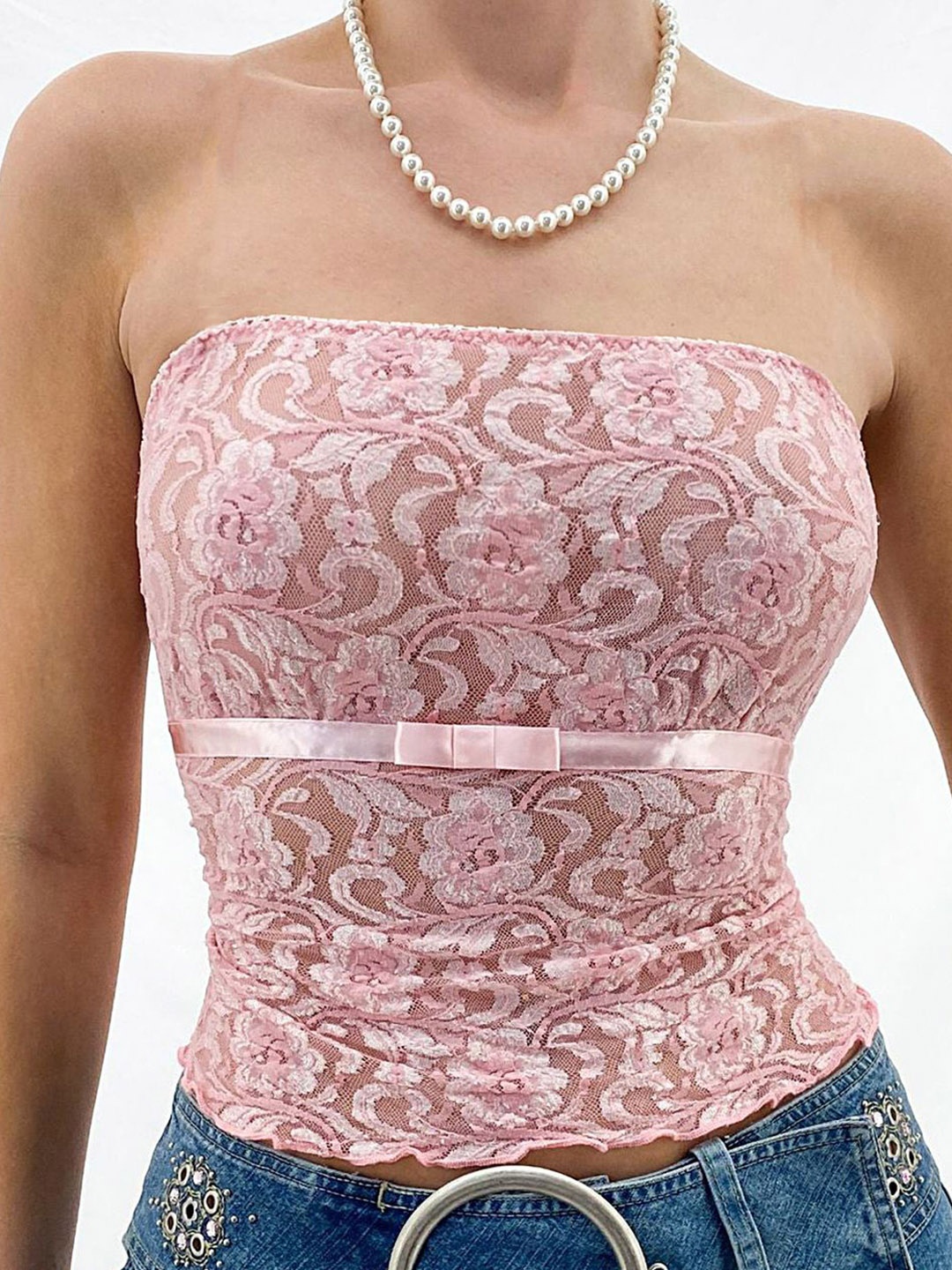 

LULU & SKY Tube Crop Top, Pink