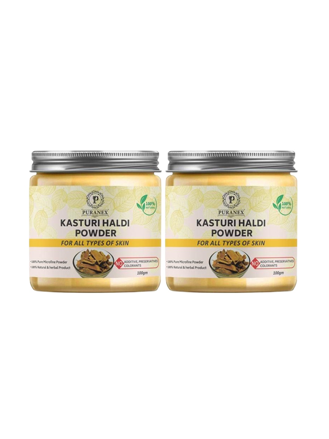 

Puranex Set Of 2 100% Natural & Pure Kasturi Haldi Powder For Face - 100 g Each, White