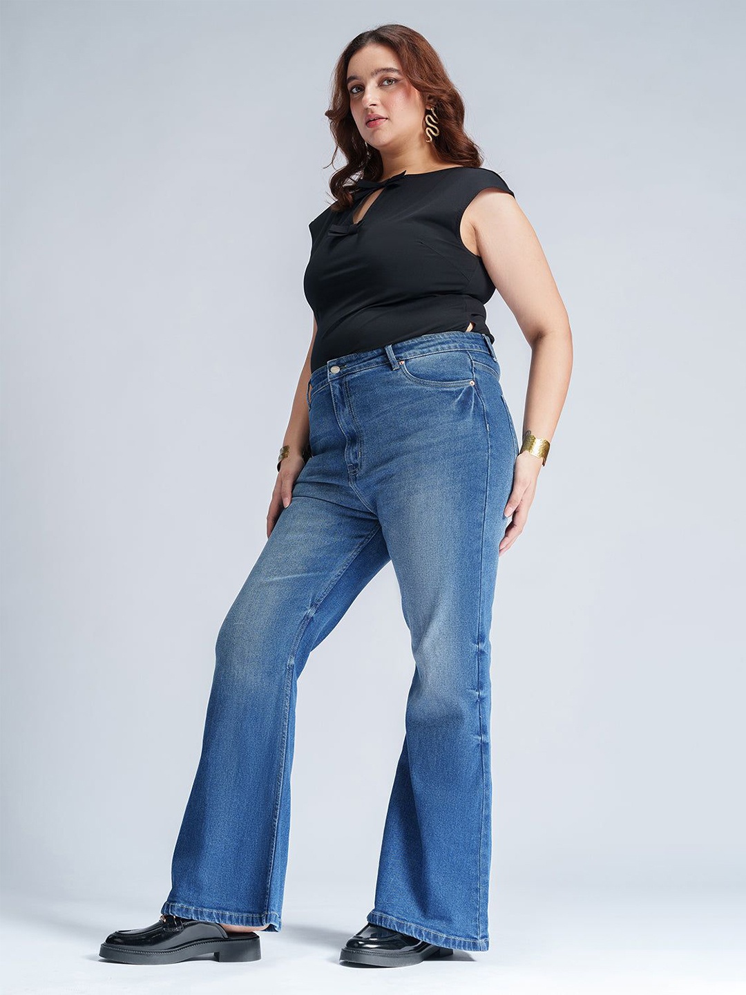 

FREAKINS Women Bootcut High-Rise Light Fade Stretchable Jeans, Blue
