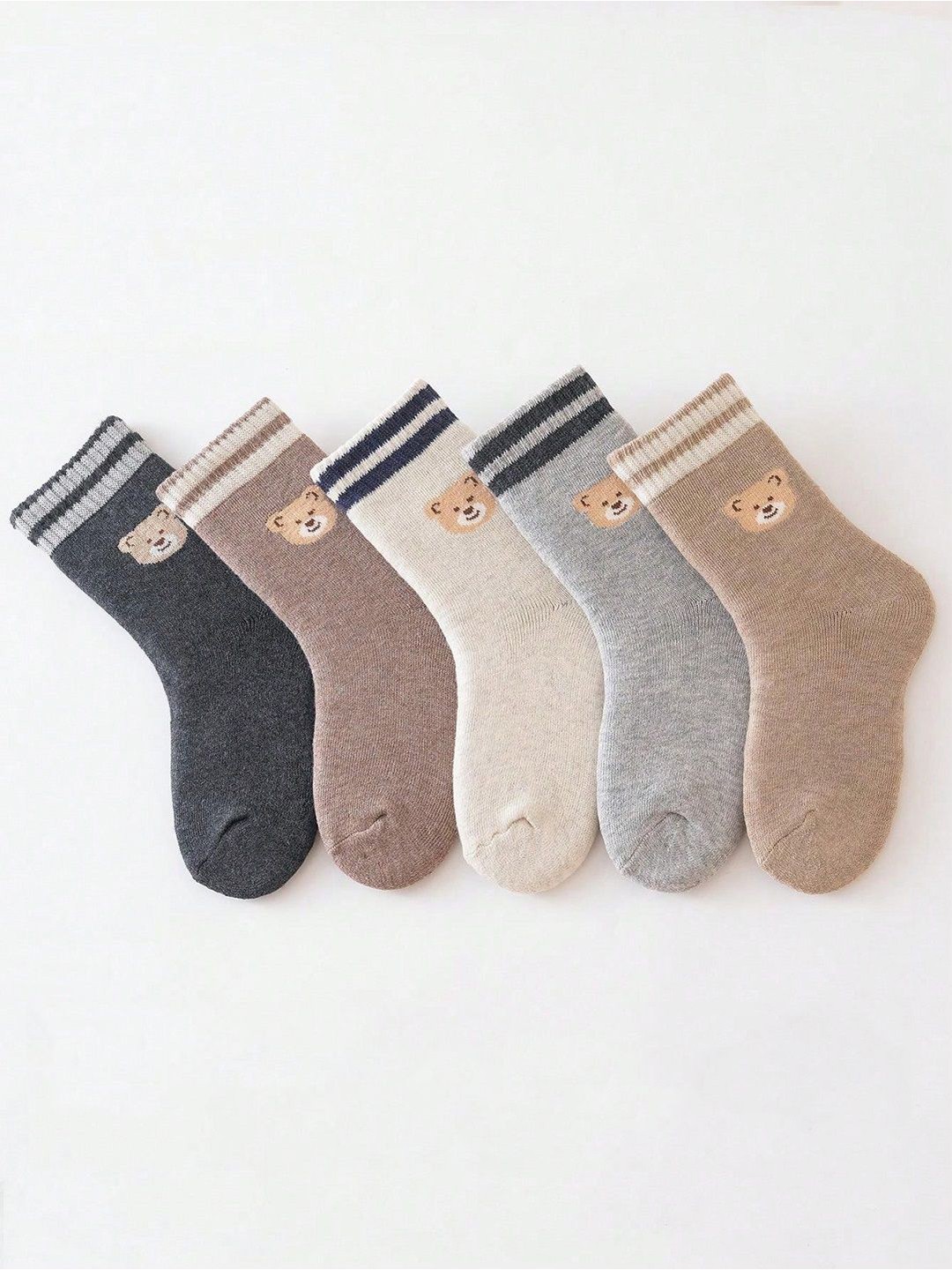 

BAESD Pack Of 5 Patterned Ankle-Length Socks, Brown