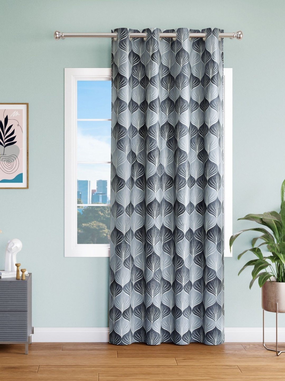 

Aura Grey & White Geometric Door Curtain