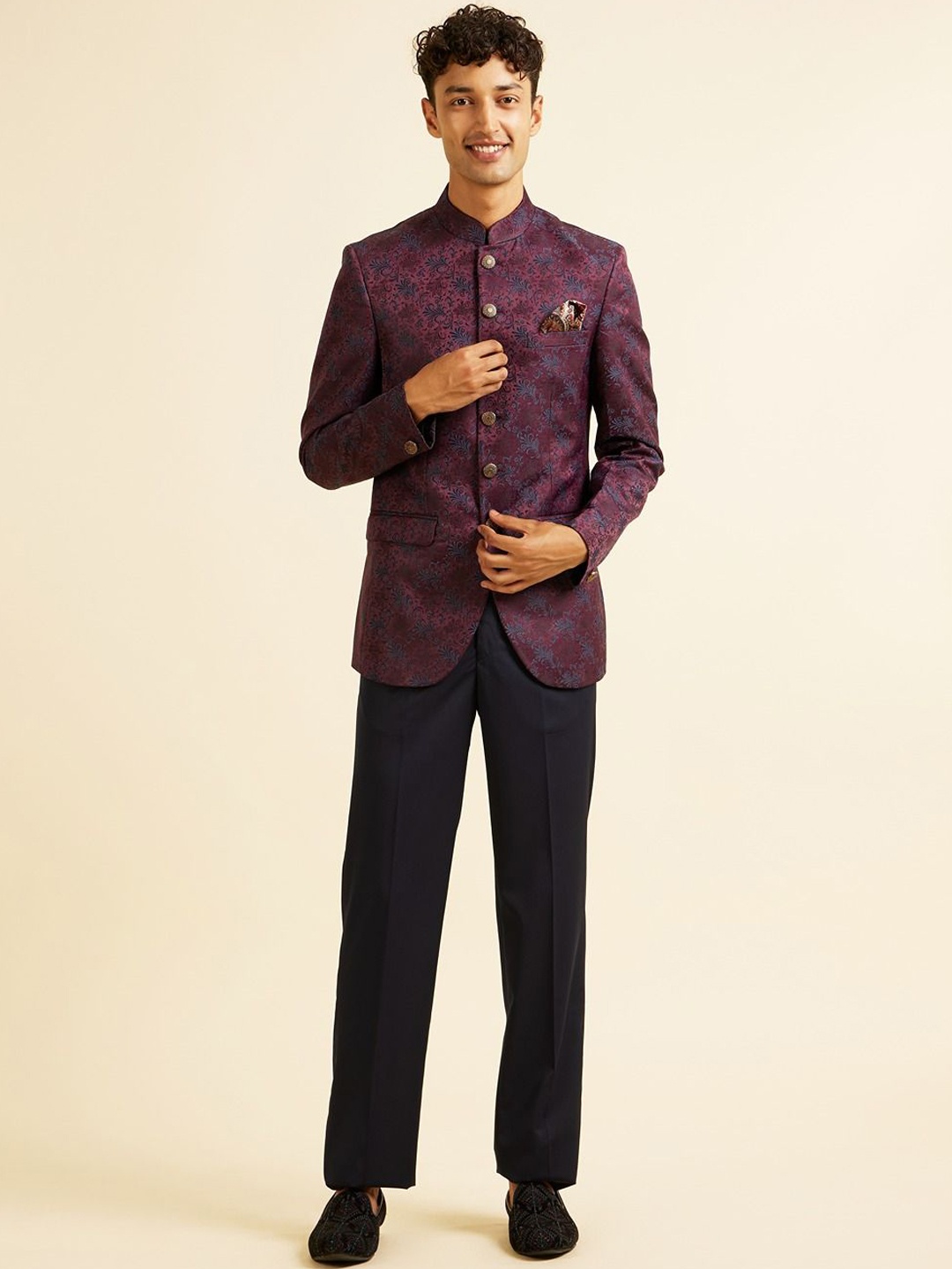 

Manyavar Self Design Two-Piece Suits, Purple