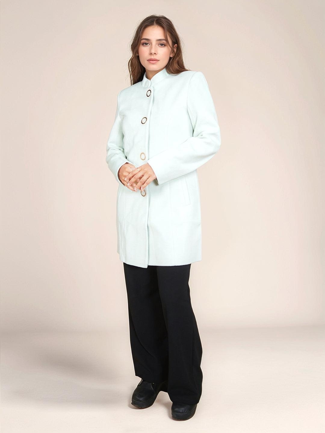 

Zink London Single-Breasted Slim Fit Overcoat, Turquoise blue