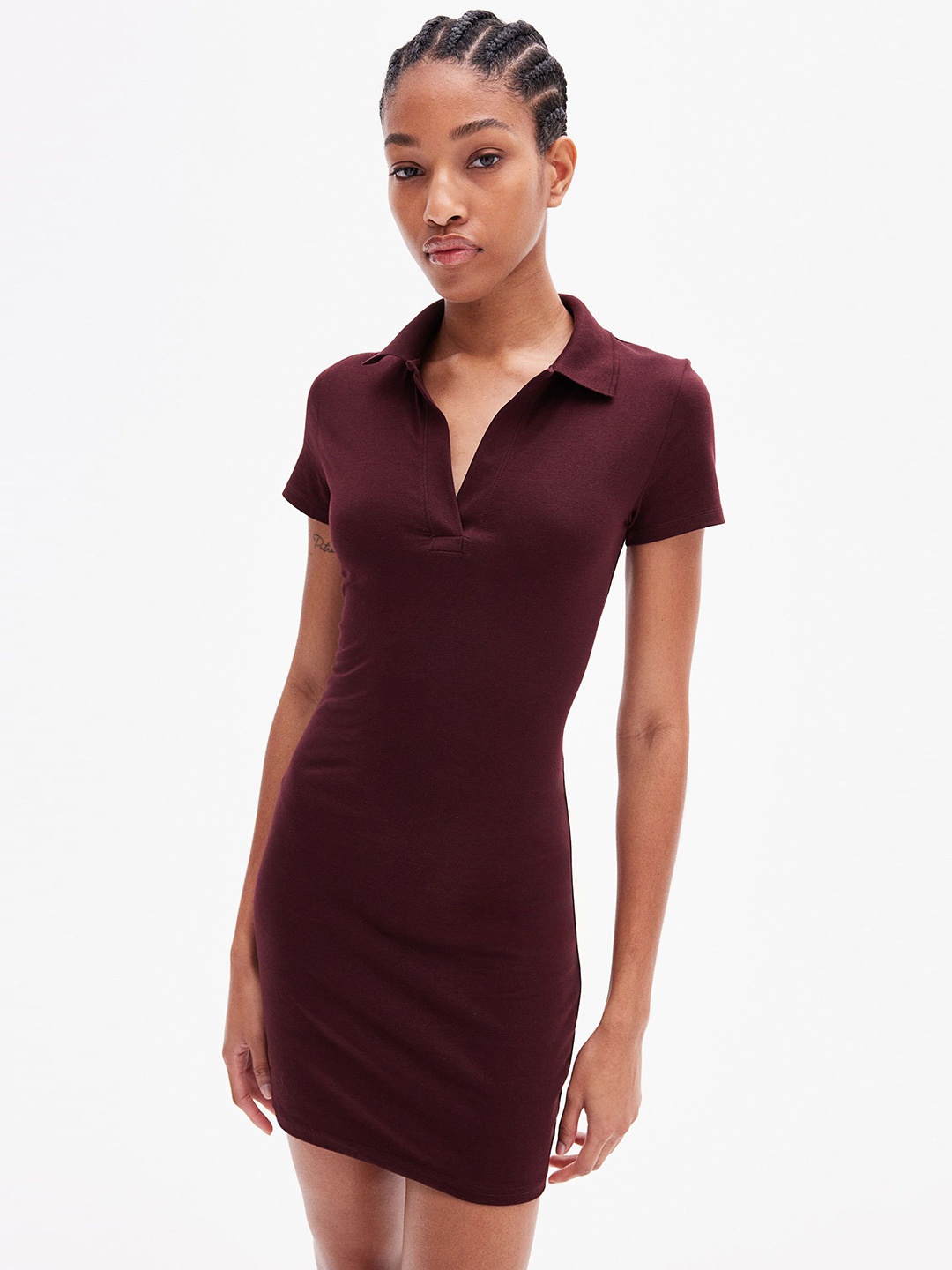 

H&M Bodycon Polo Dress, Red