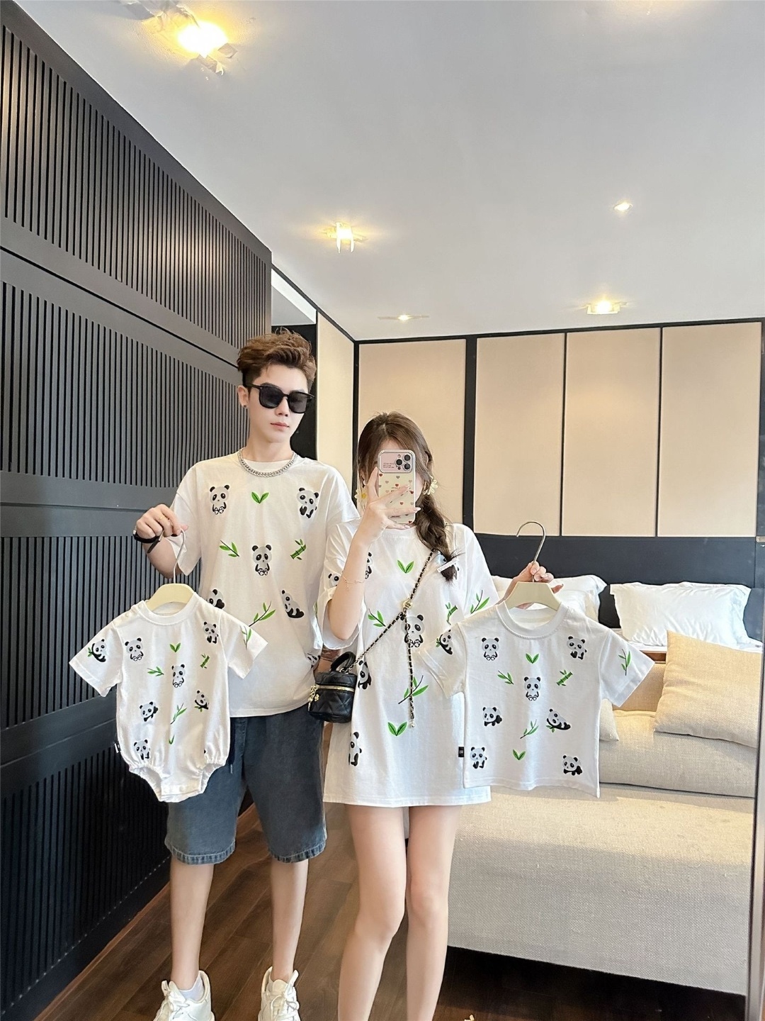 

KPOP Pack of 4 family set Round Neck Printed Top, White