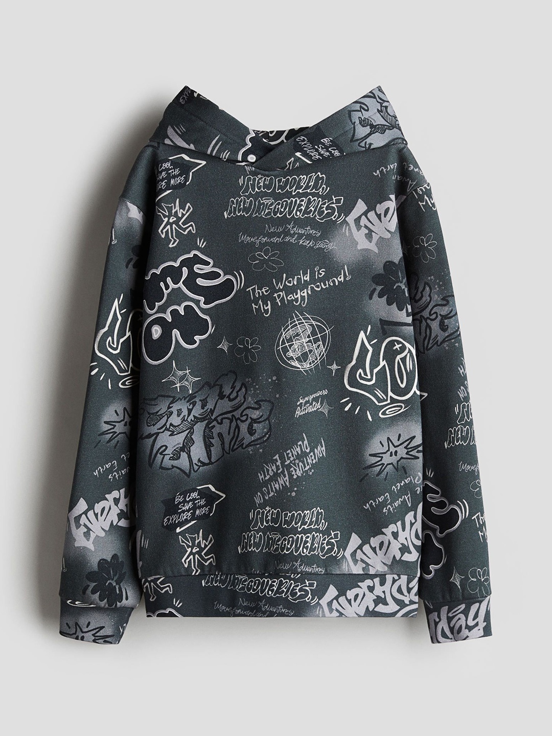 

H&M Printed Hoodie, Grey