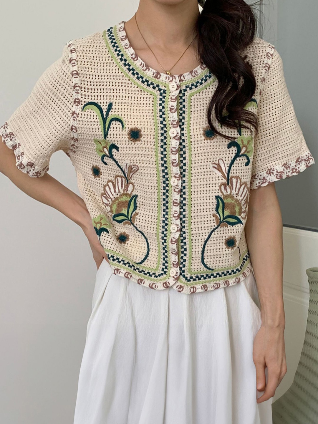 

LULU & SKY Floral Print Cotton Top, Green