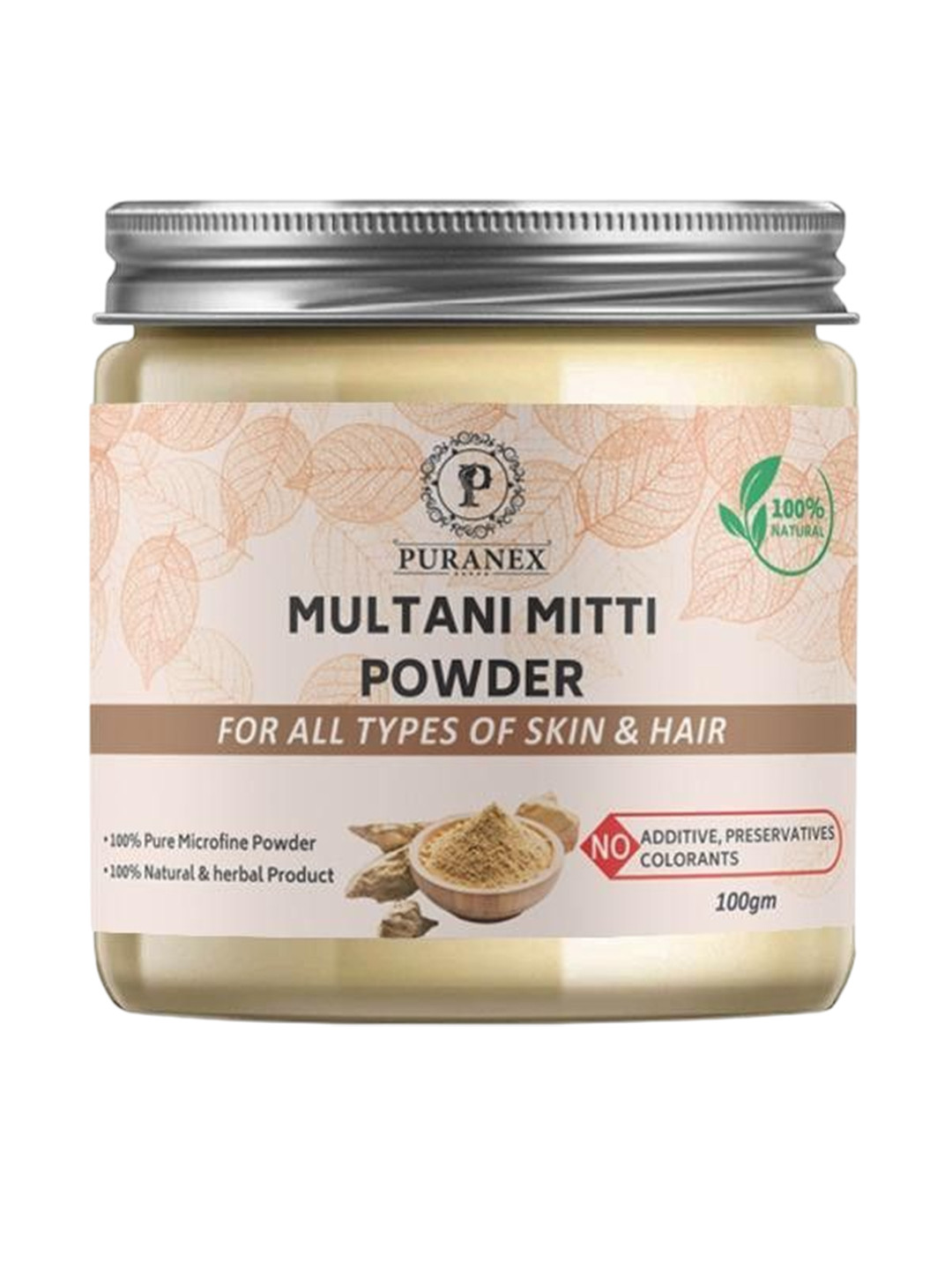 

Puranex 100% Natural & Pure Multani Mitti Powder For Hair & Skin - 100 g, White