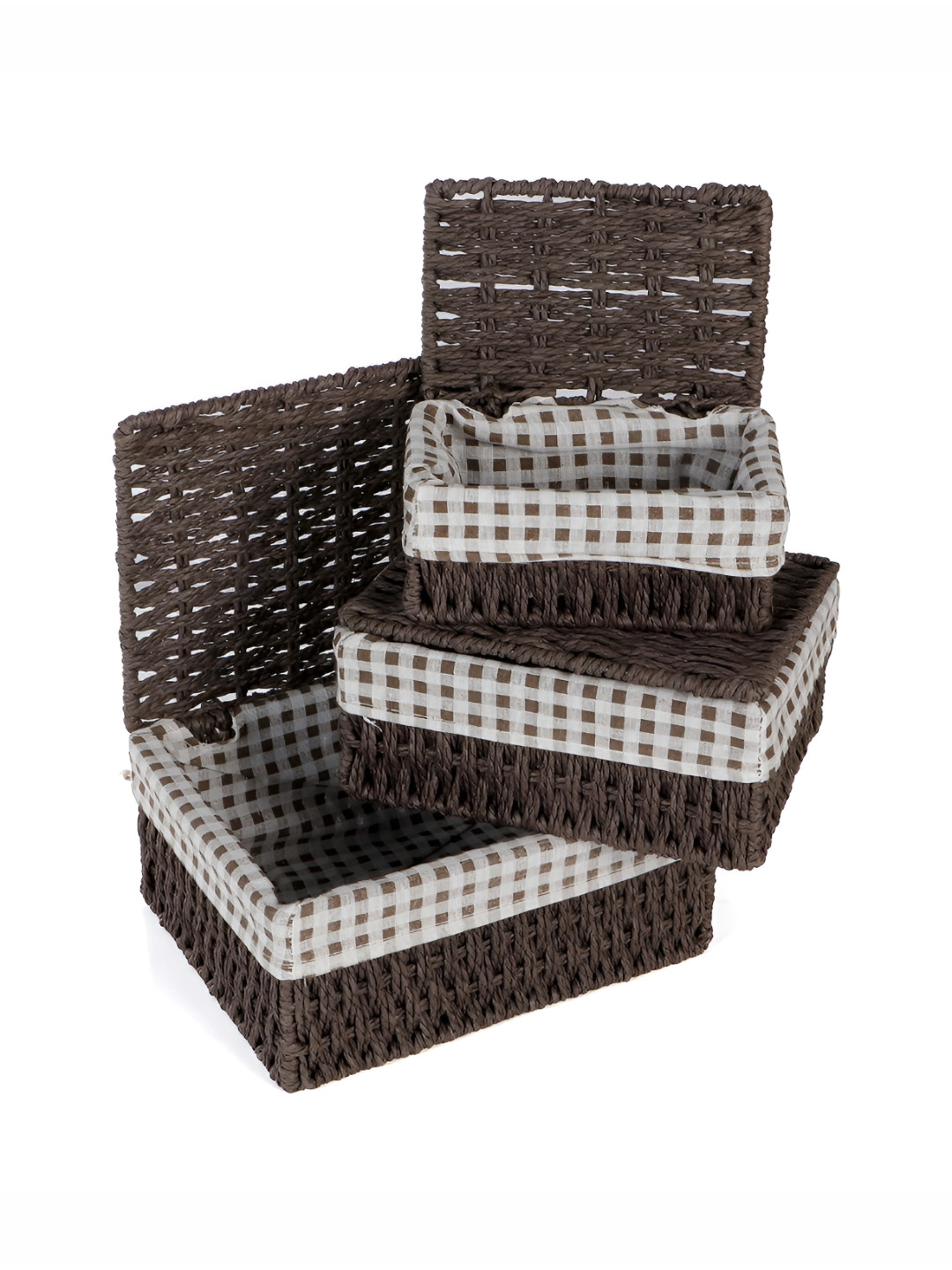 

HOKIPO Brown & White 3 Pieces Self Design Regular Multi-Utility Organisers