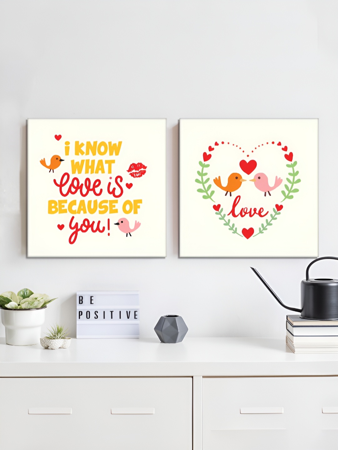 

RANDOM White & Yellow 2 Piece Canvas Wall Paintings