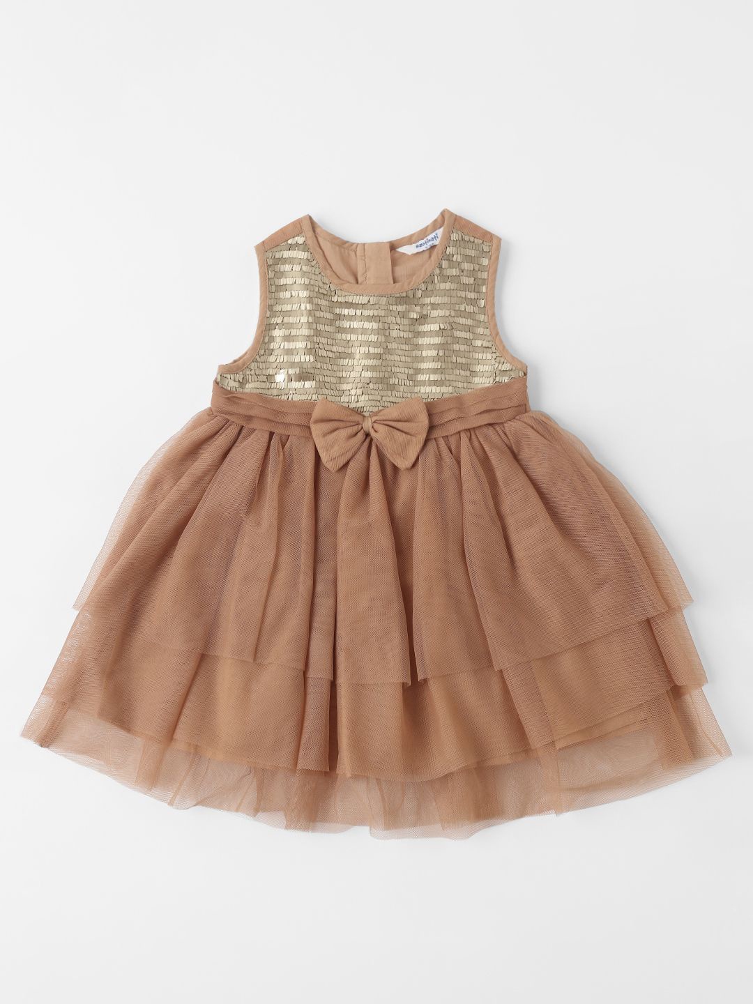 

Nauti Nati Embellished Net Fit & Flare Dress, Brown