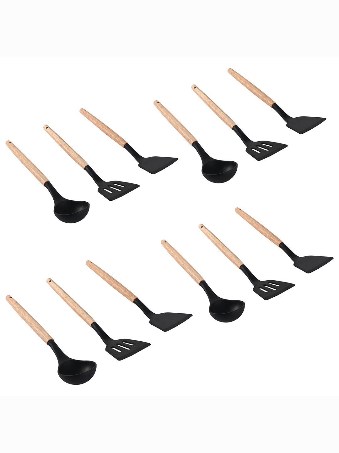 

Kuber Industries Unisex Black 12 Pcs Silicone Nonstick Spatula Set