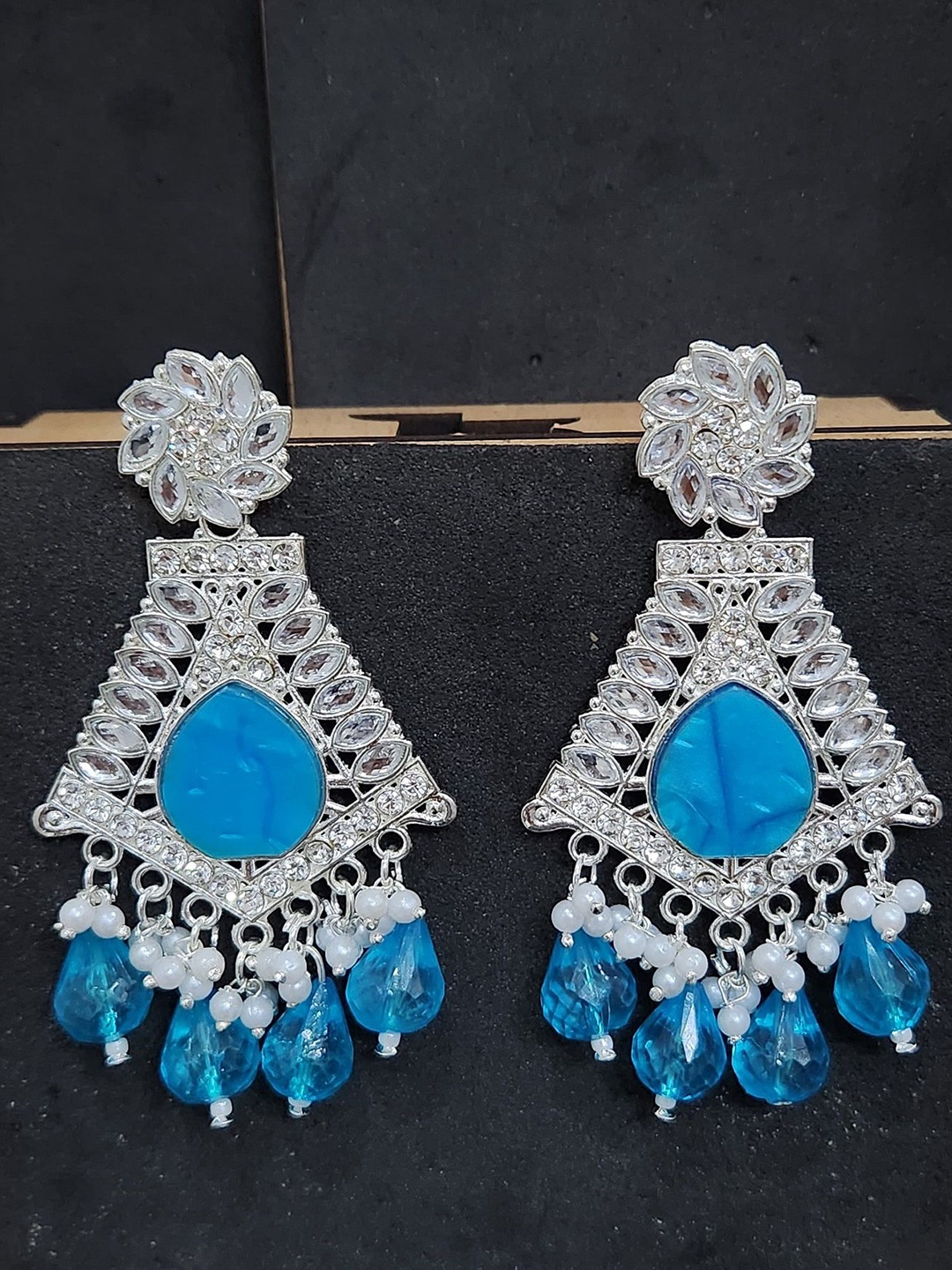 

MADDY SPACE Floral Drop Earrings, Teal