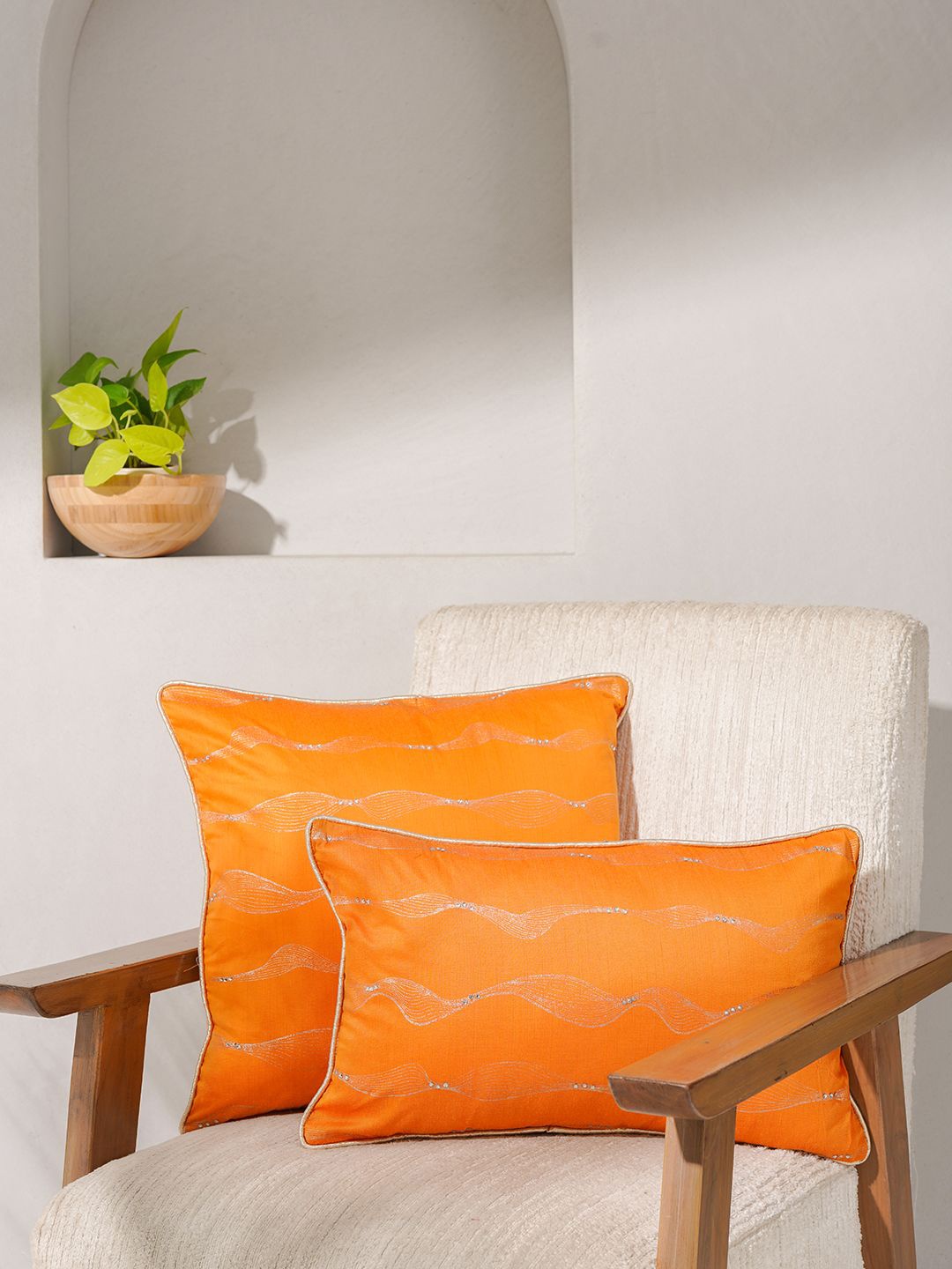 

India Circus by Krsnaa Mehta Orange Geometric Square Cushion Covers