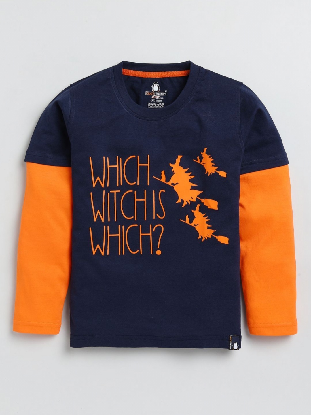 

CRAZYPENGUIN ELITE Boys Typography Printed T-shirt, Navy blue