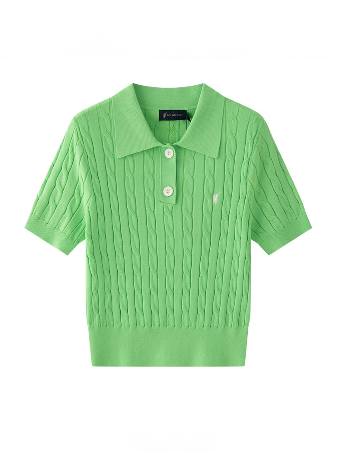 

KPOP Shirt Collar Regular Top, Green