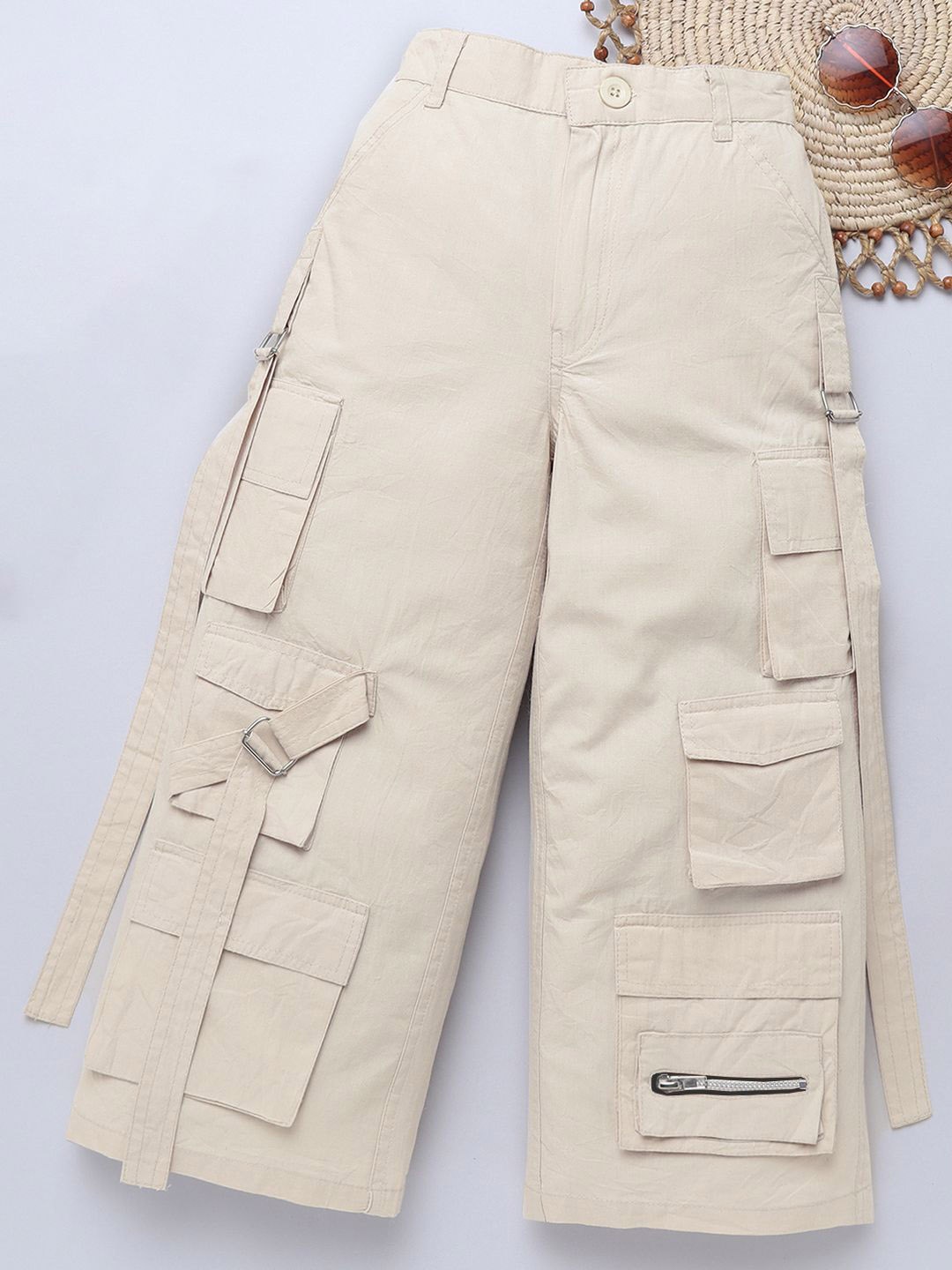 

Naughty Ninos Boys Comfort Loose Fit Easy Wash Cotton Cargos Trousers, Beige