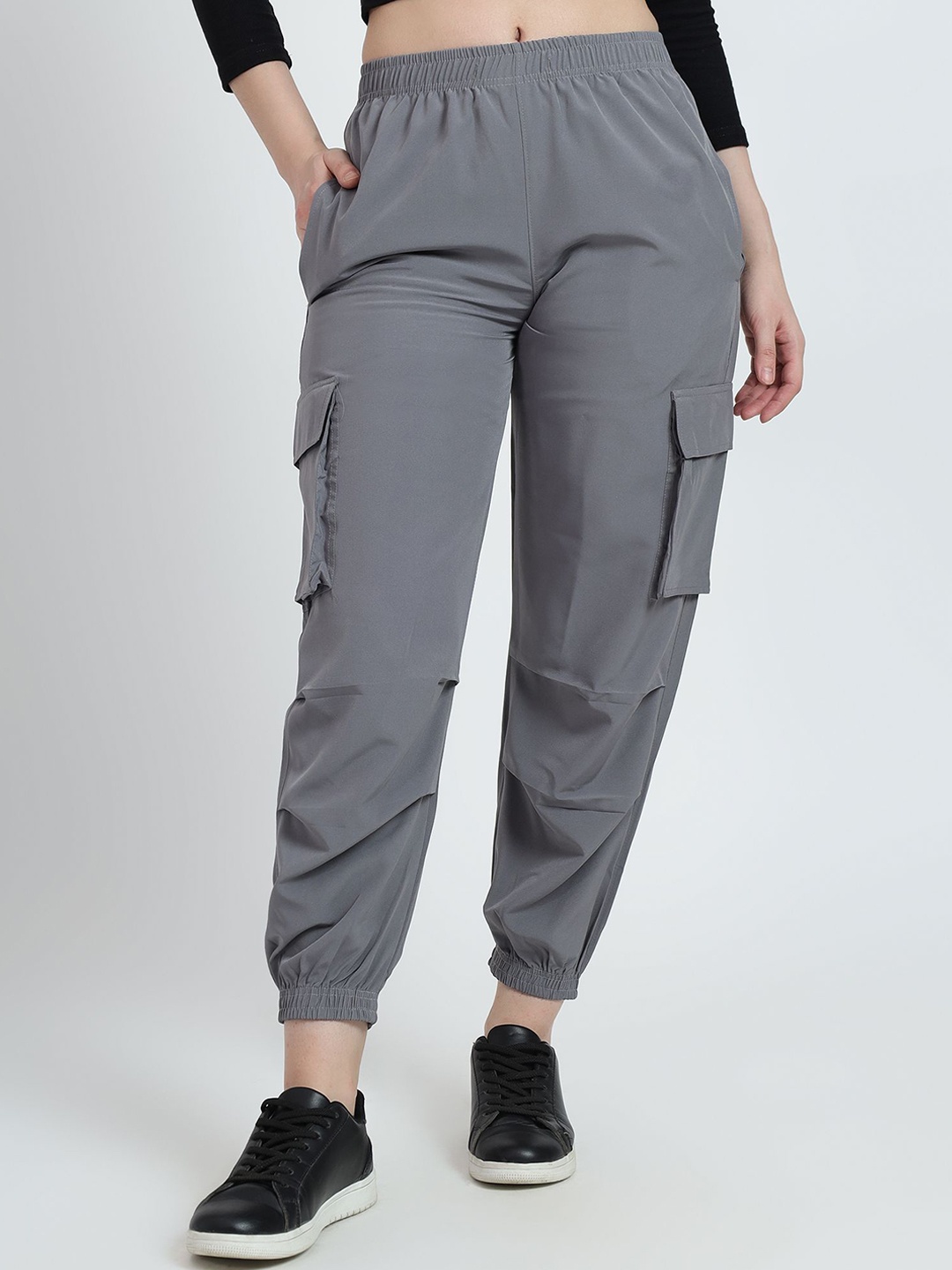 

SAAHASAM Women Striped Relaxed Loose Fit Trousers, Grey