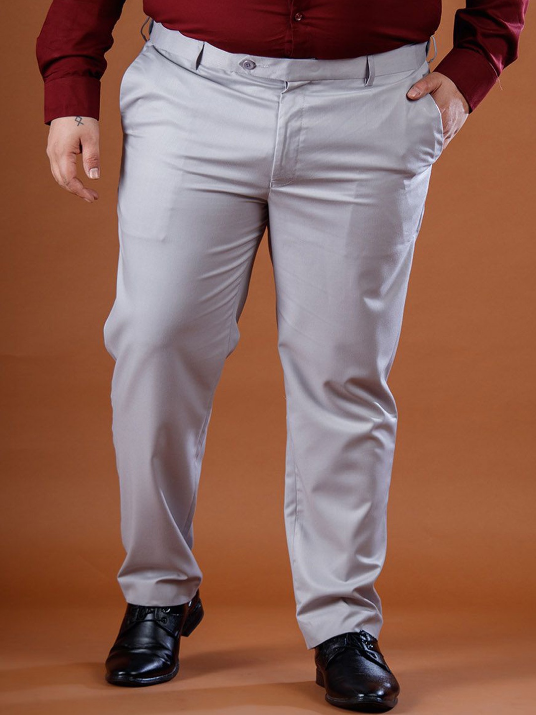 

Muffynn Men Plus Size Relaxed Straight Leg Straight Fit Trousers, Grey