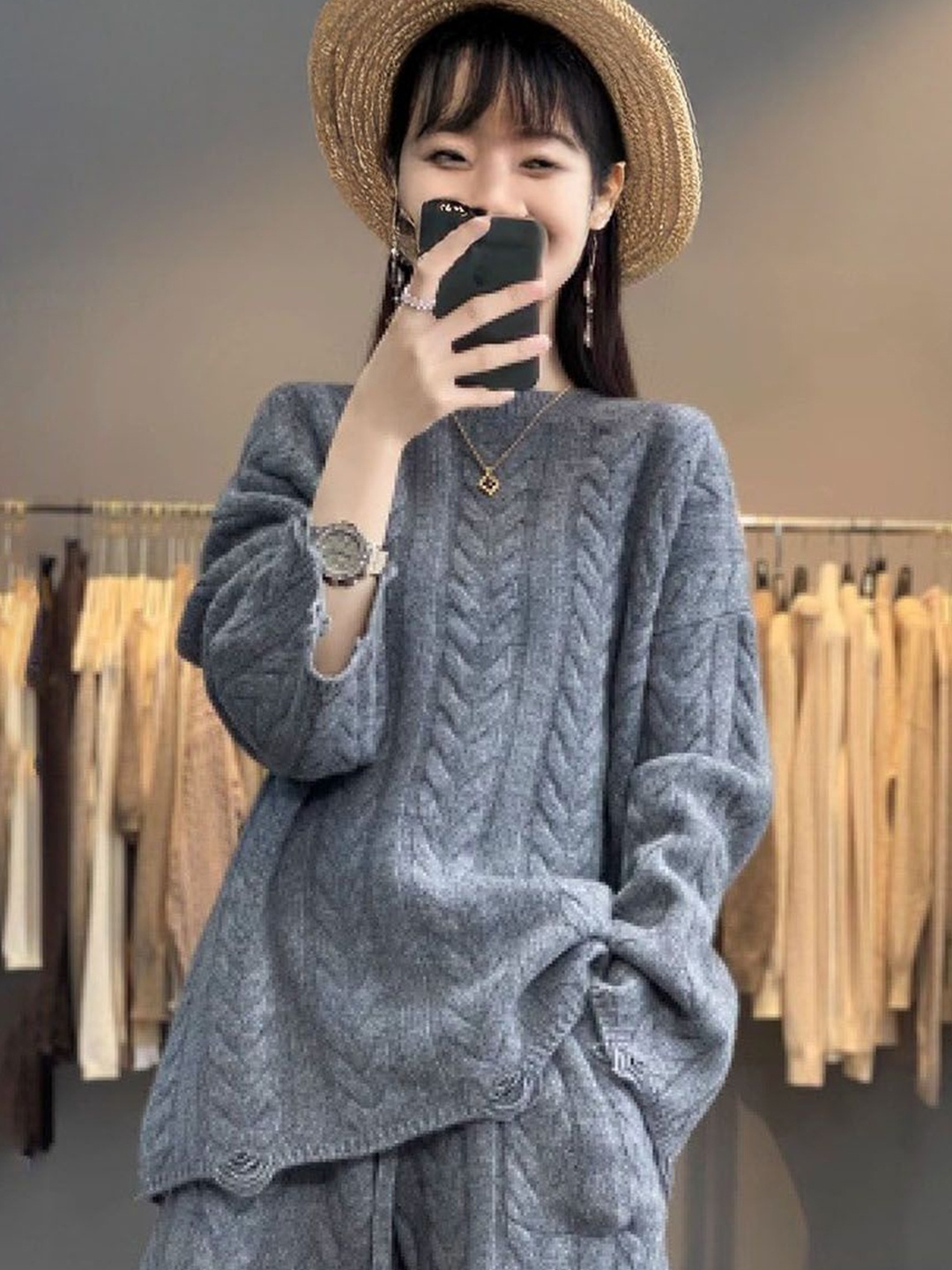 

StyleCast Women Cable Knit Pullover, Grey