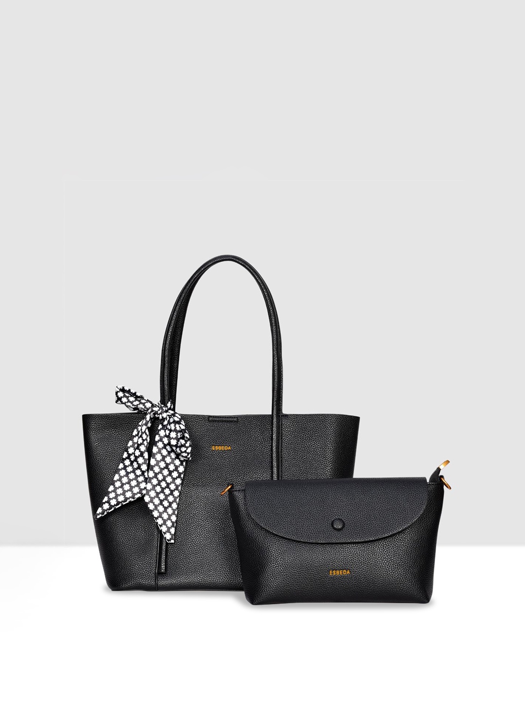 

ESBEDA PU Swagger Shoulder Bag with Cut Work, Black