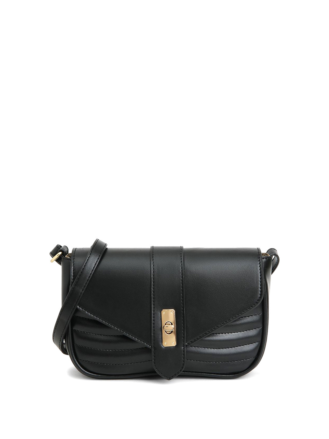 

DressBerry PU Half Moon Sling Bag with Quilted, Black