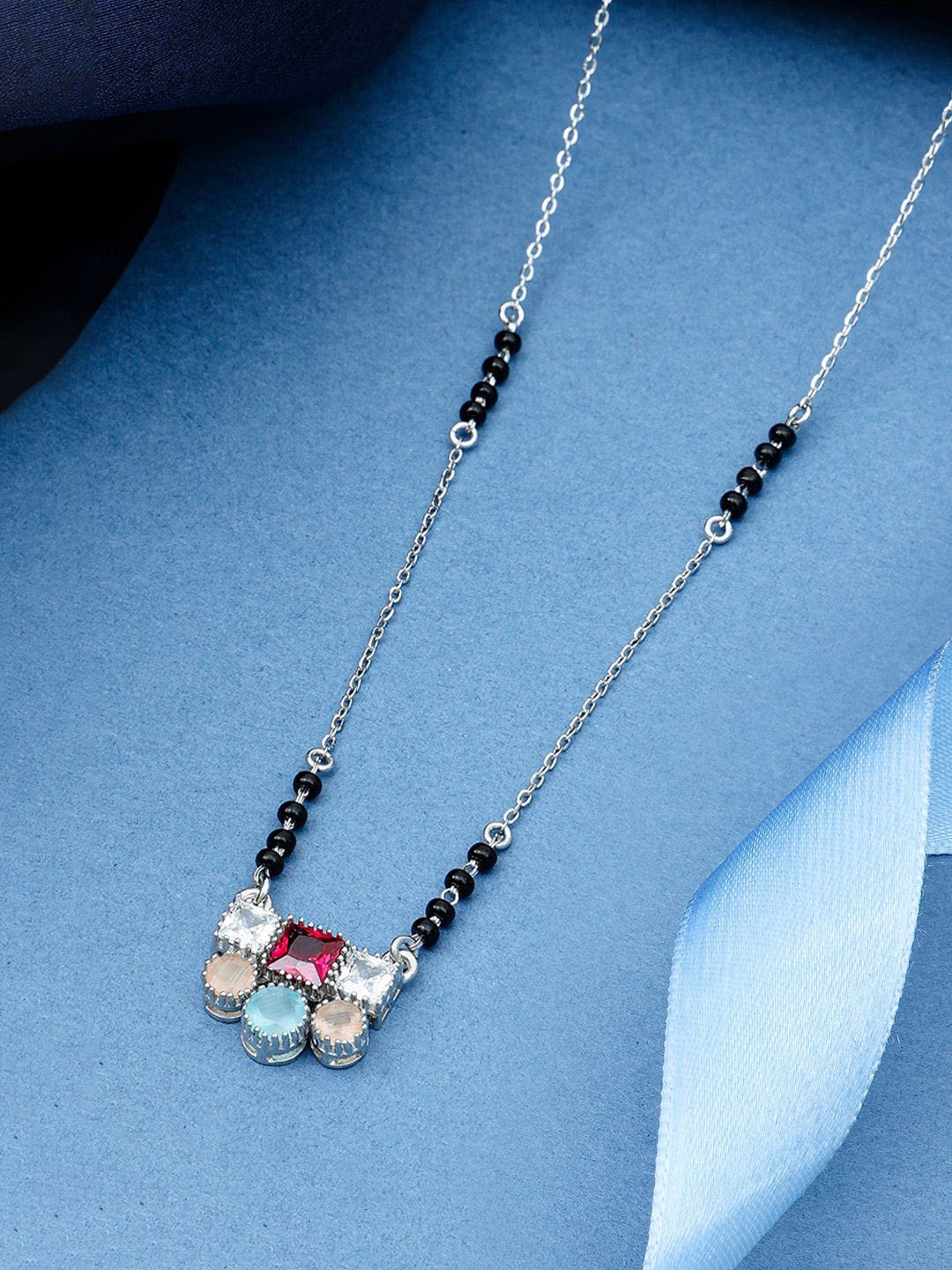 

MAIRA 925 Sterling Silver-Plated Crystals Mangalsutra