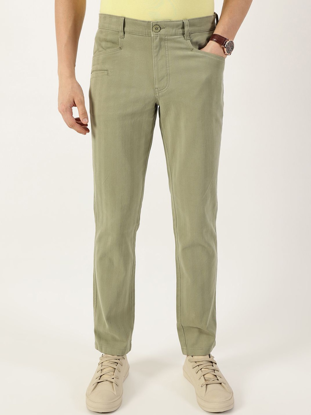 

Thomas Scott Men Smart Easy Wash Chinos Trousers, Olive