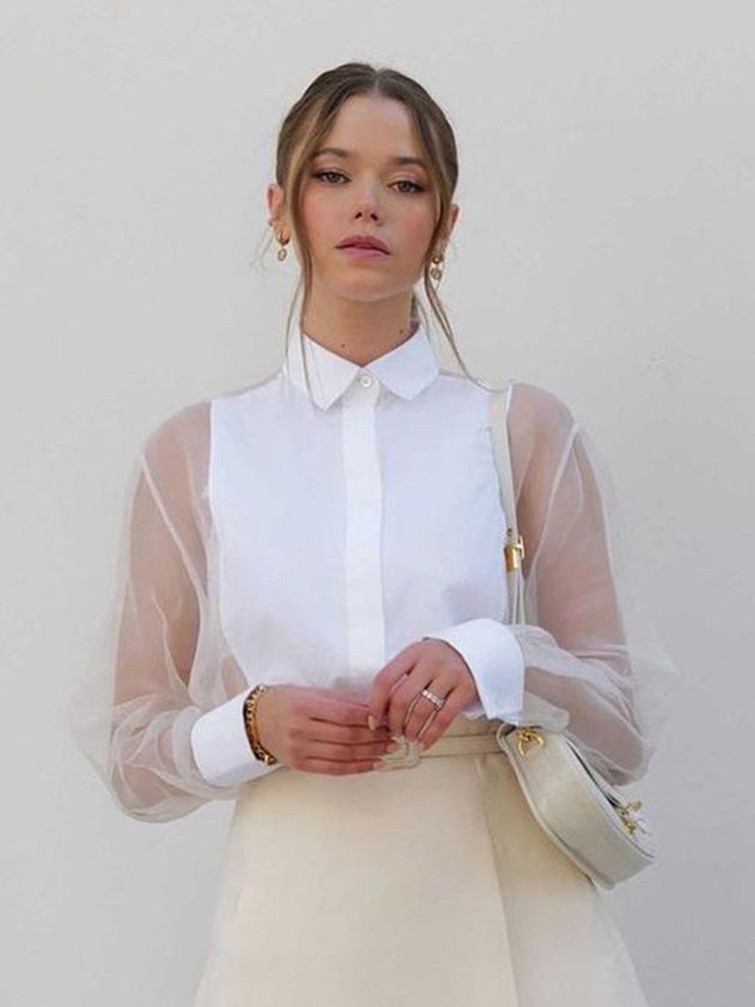 

LULU & SKY Shirt Style Top, White