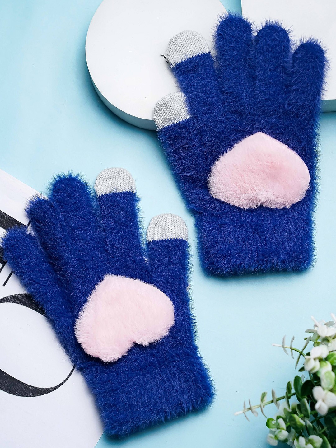 

Brauch Girls Patterned Winter Gloves, Navy blue