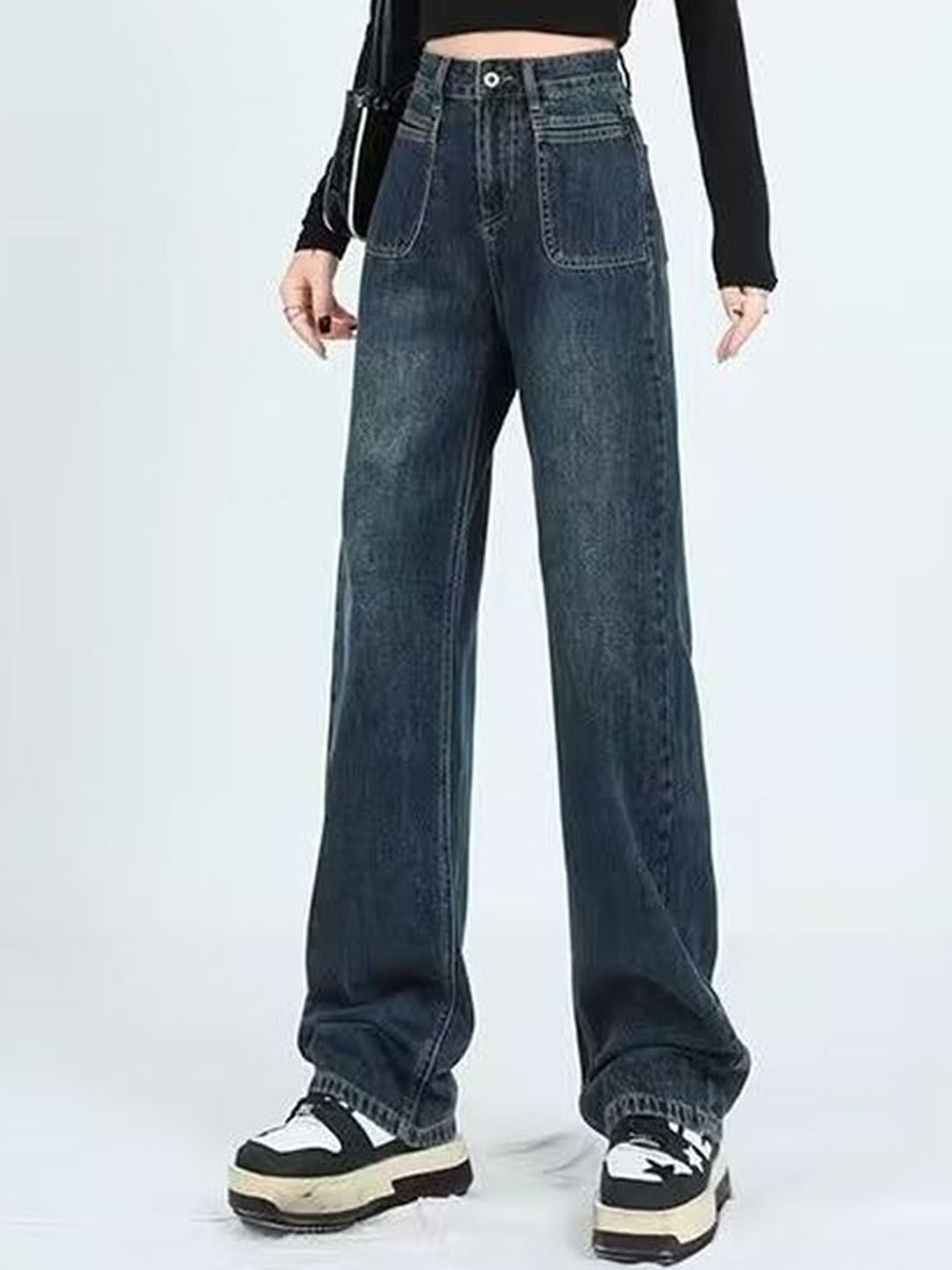 

LULU & SKY Women Straight Fit High-Rise Light Fade Jeans, Blue
