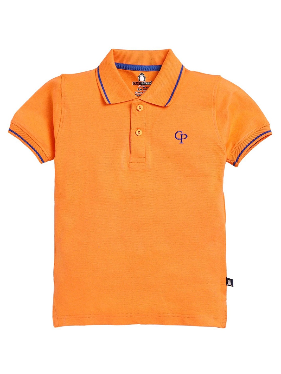 

CRAZYPENGUIN ELITE Boys Solid Polo Collar T-shirt, Orange