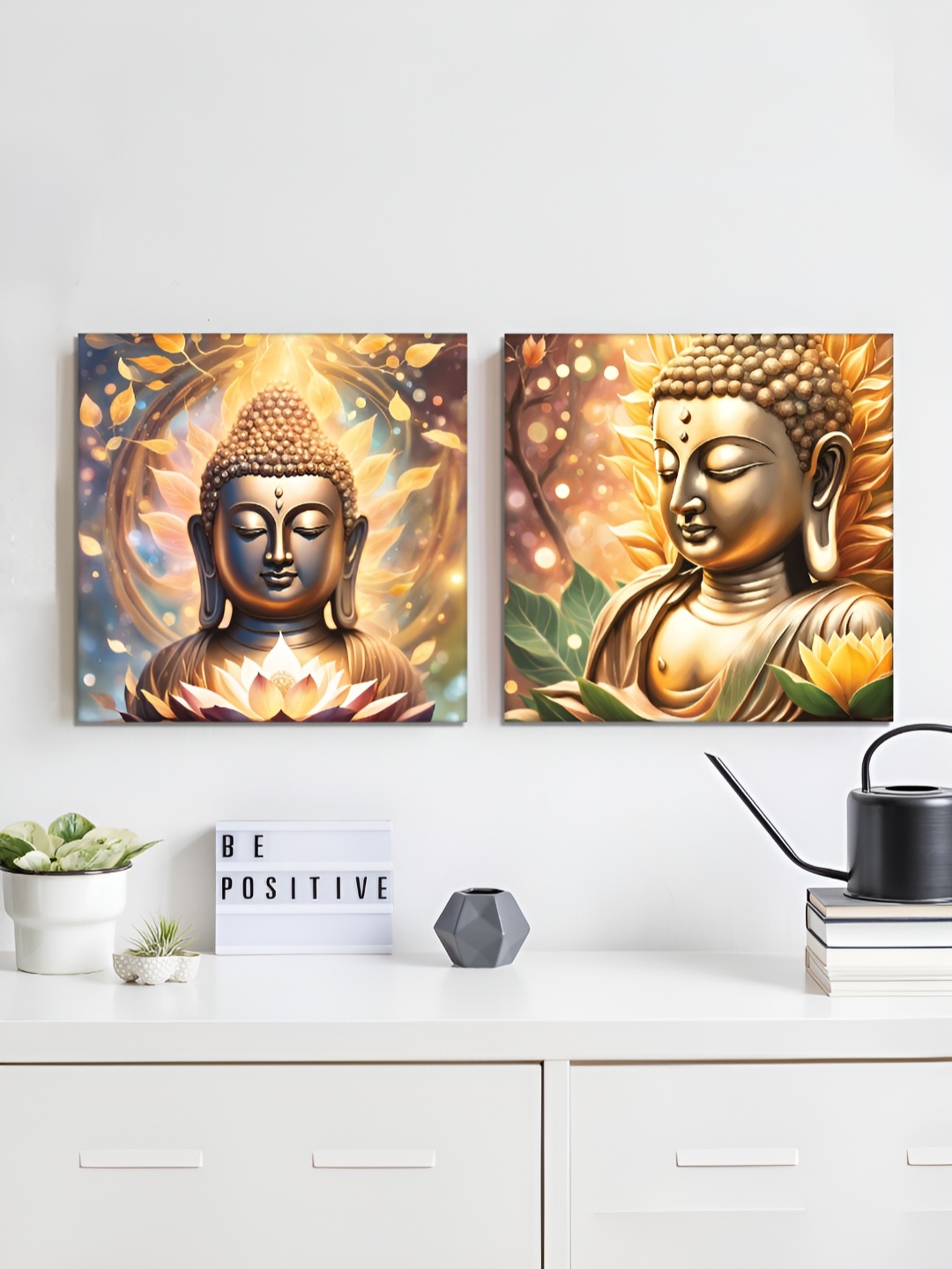 

RANDOM Gold-Toned & Green 2 Piece Canvas Religious Wall Paintings